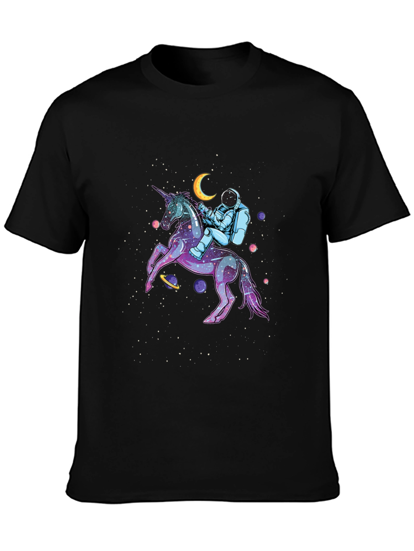 Astronaut Unicorn Graphic T-Shirt - Black