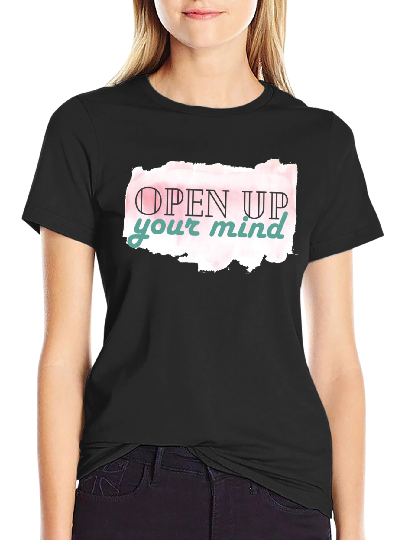 Open Mind Graphic Tee - Black Casual T-Shirt