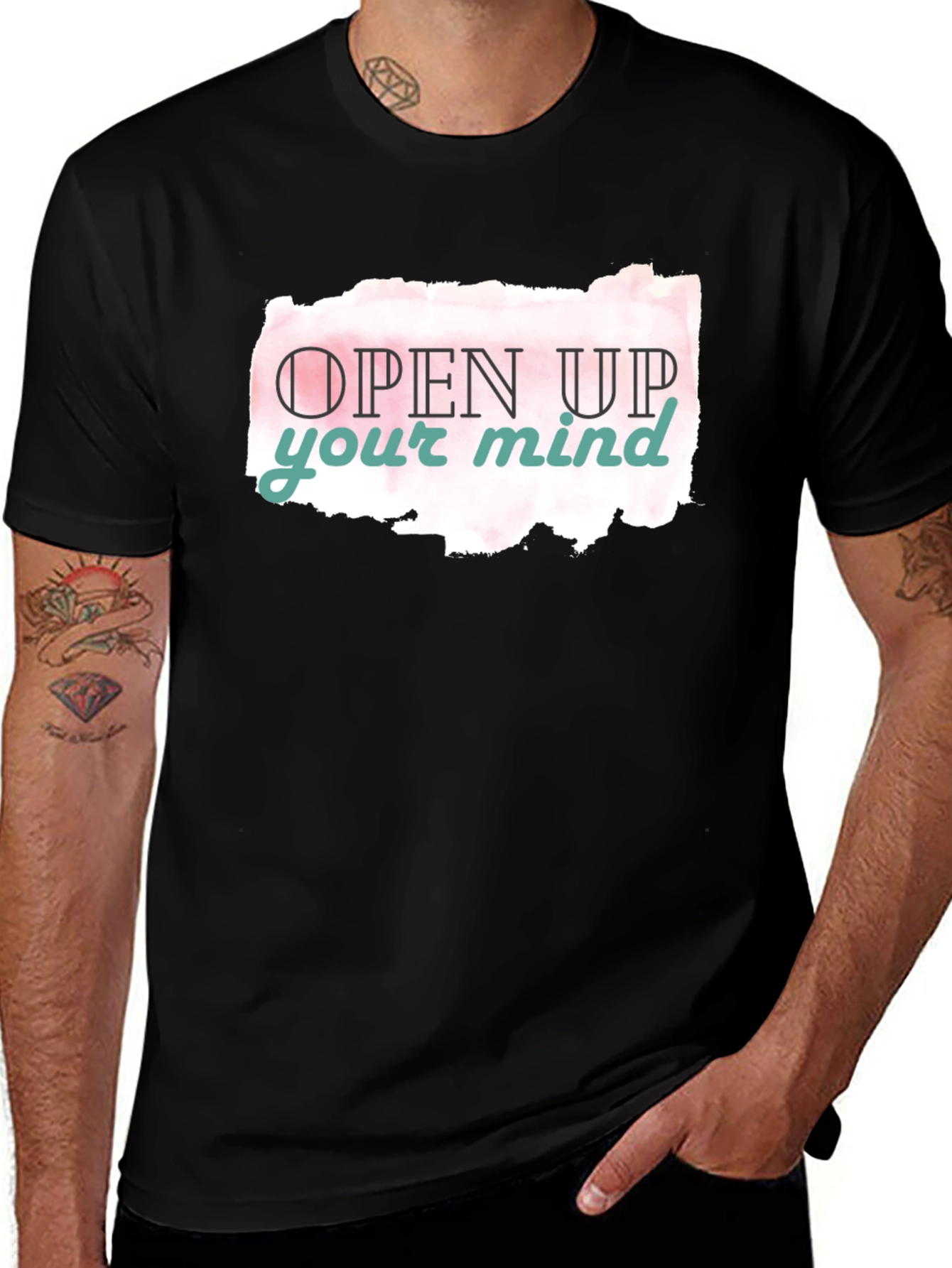 Open Mind Graphic Tee - Black Casual T-Shirt