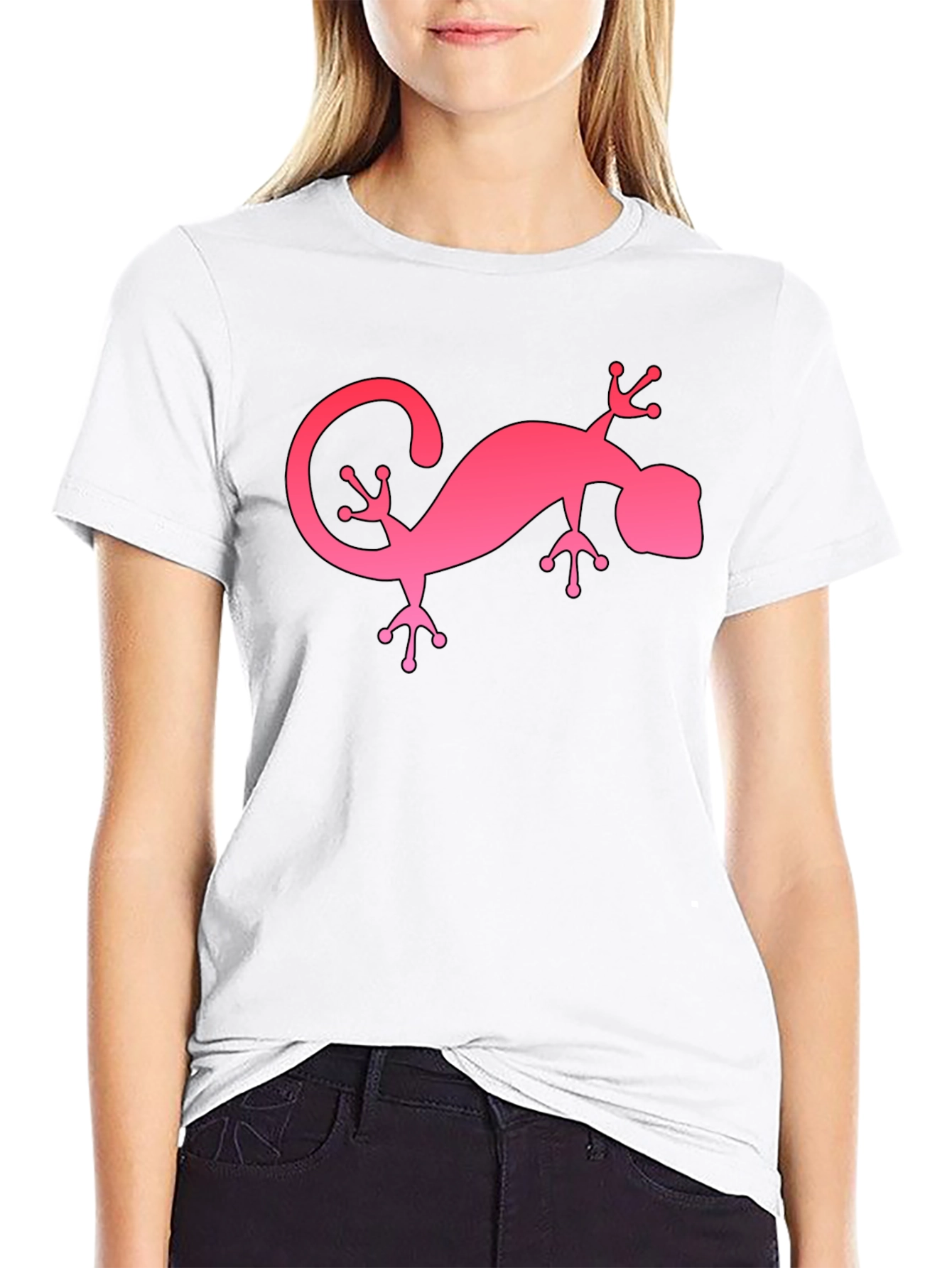 Pink Gecko Graphic Black T-Shirt