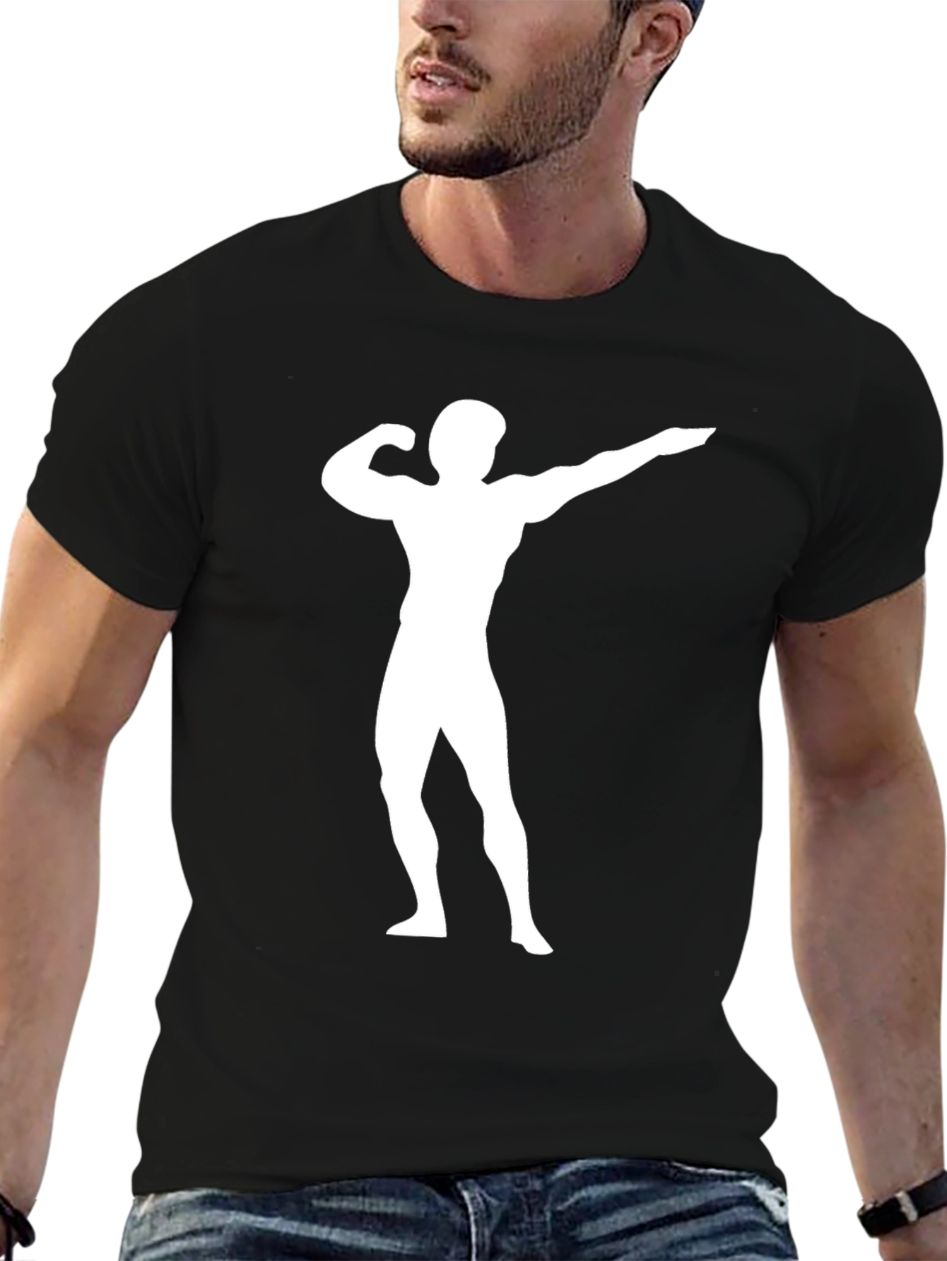 Bodybuilder Graphic Tee - Black Cotton T-Shirt