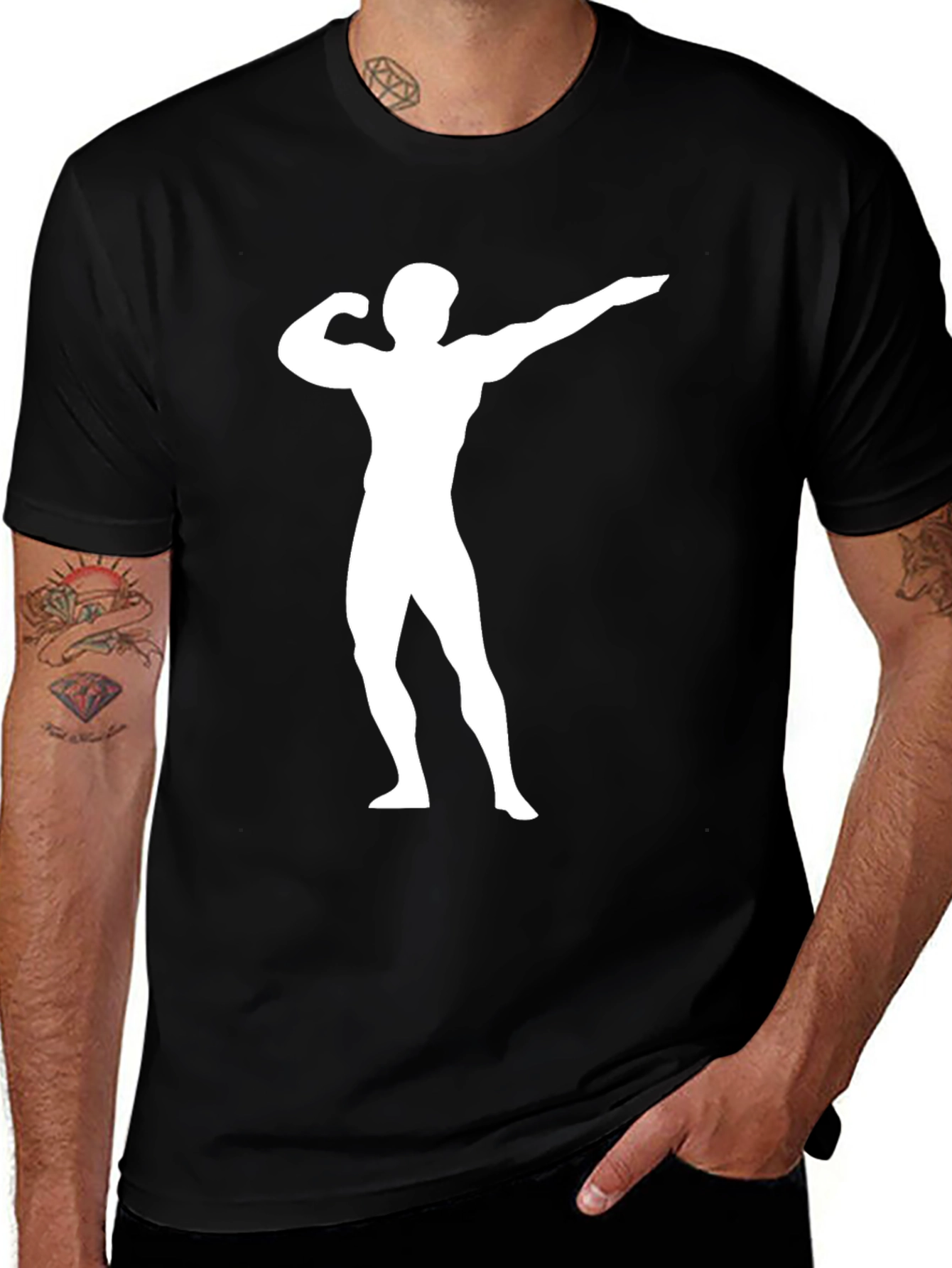 Bodybuilder Graphic Tee - Black Cotton T-Shirt