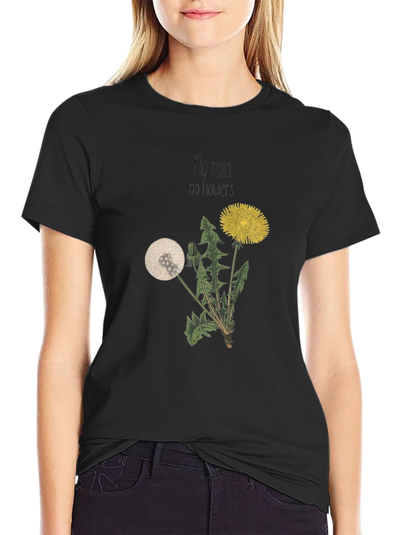 Dandelion Graphic Tee - No Rain No Flowers T-Shirt