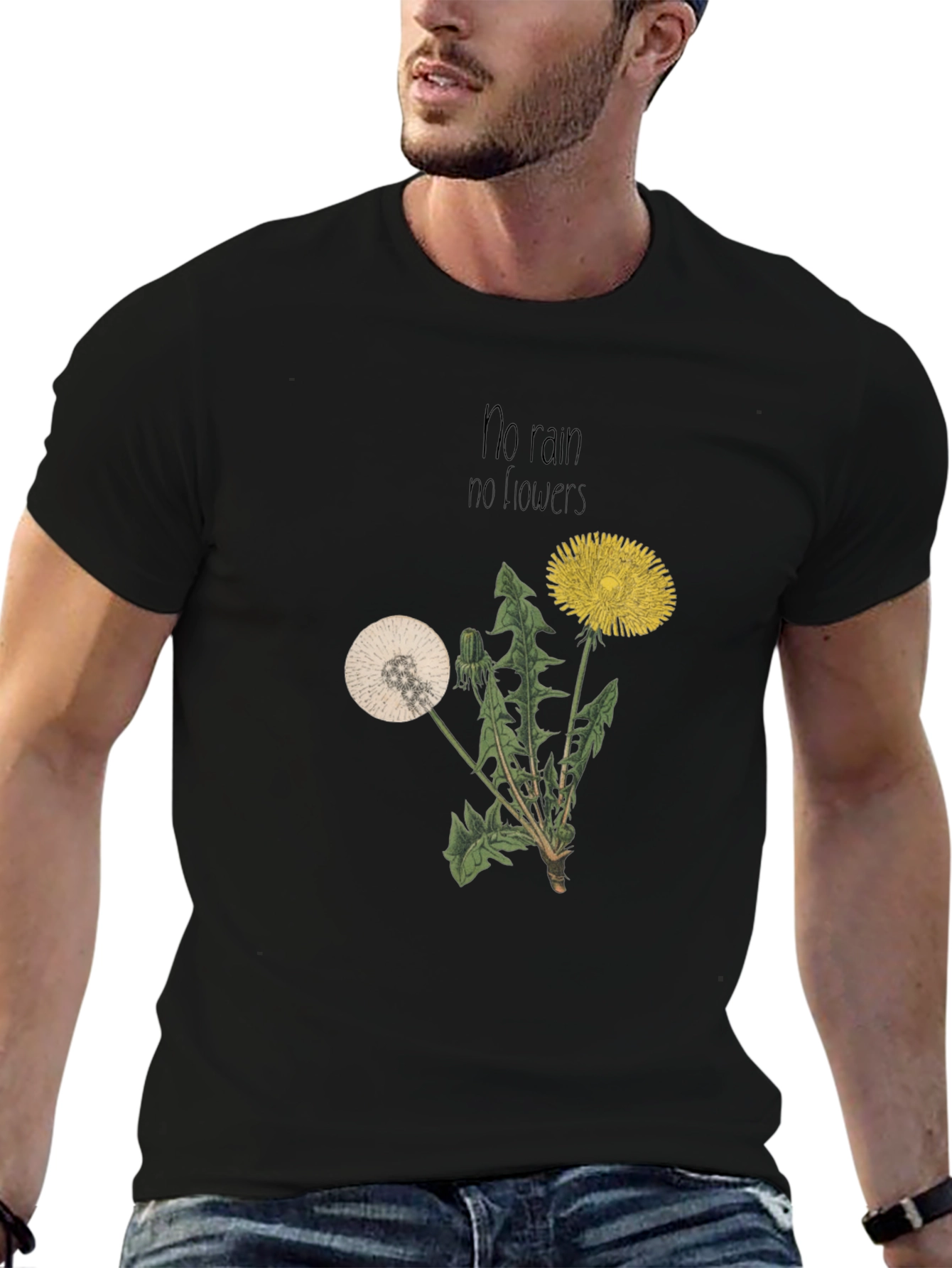 Dandelion Graphic Tee - No Rain No Flowers T-Shirt