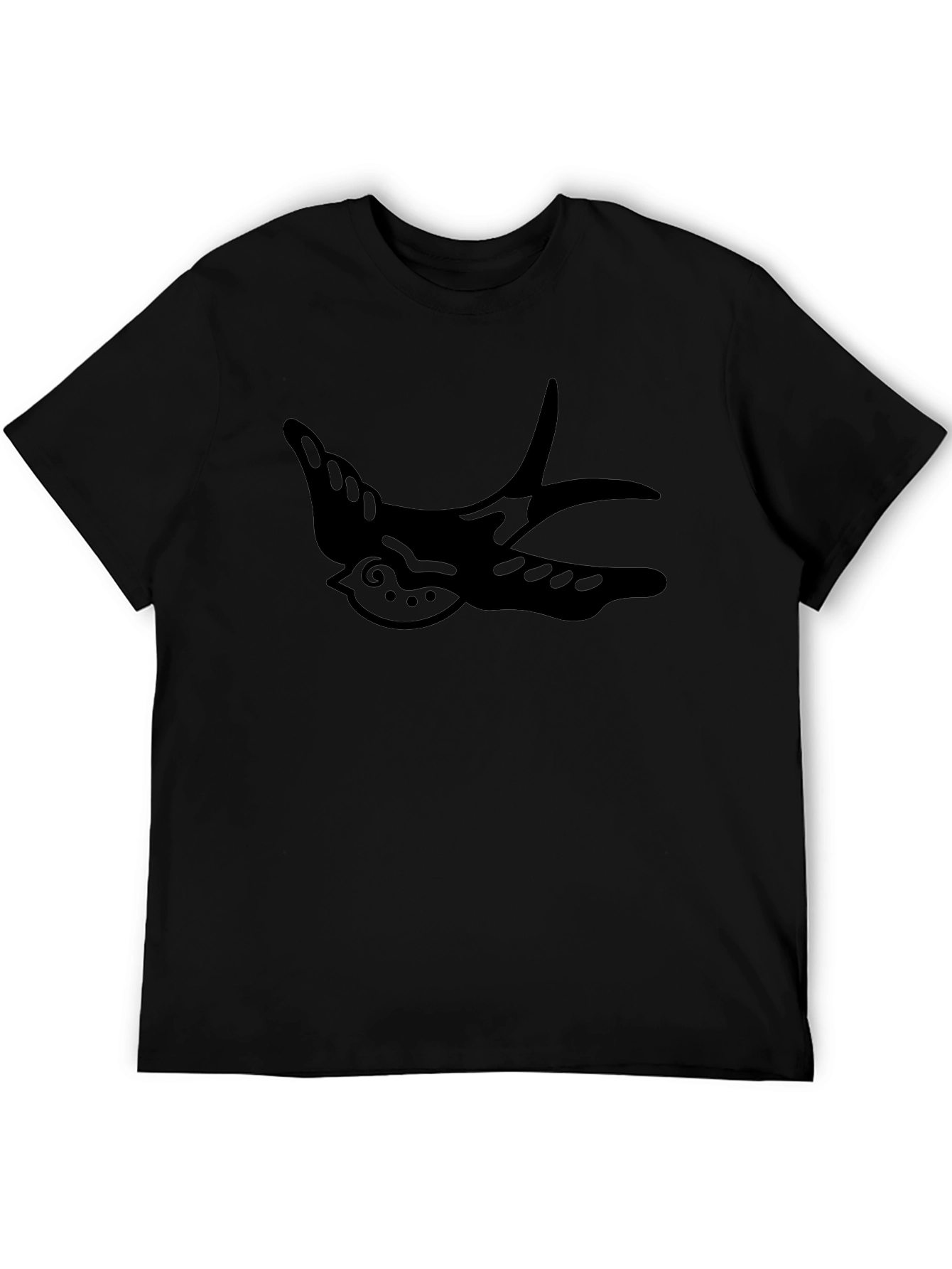 Mens Black T-Shirt with Swallow Graphic