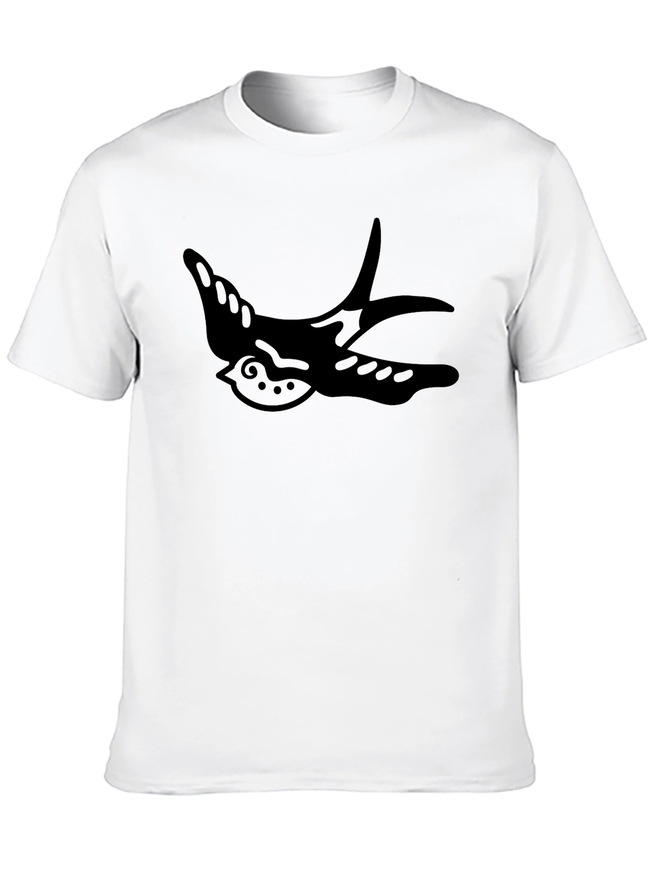Mens Black T-Shirt with Swallow Graphic