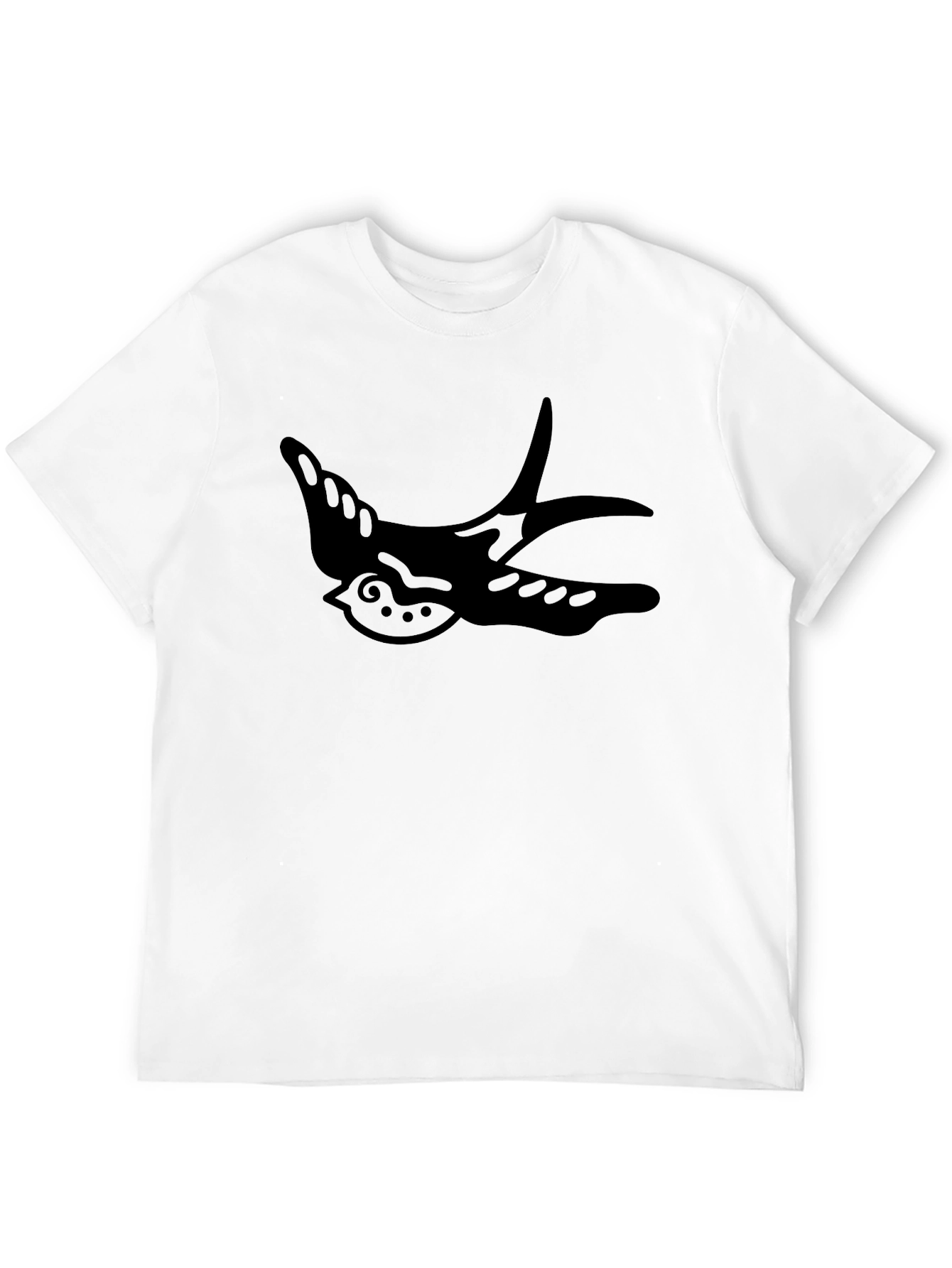 Mens Black T-Shirt with Swallow Graphic