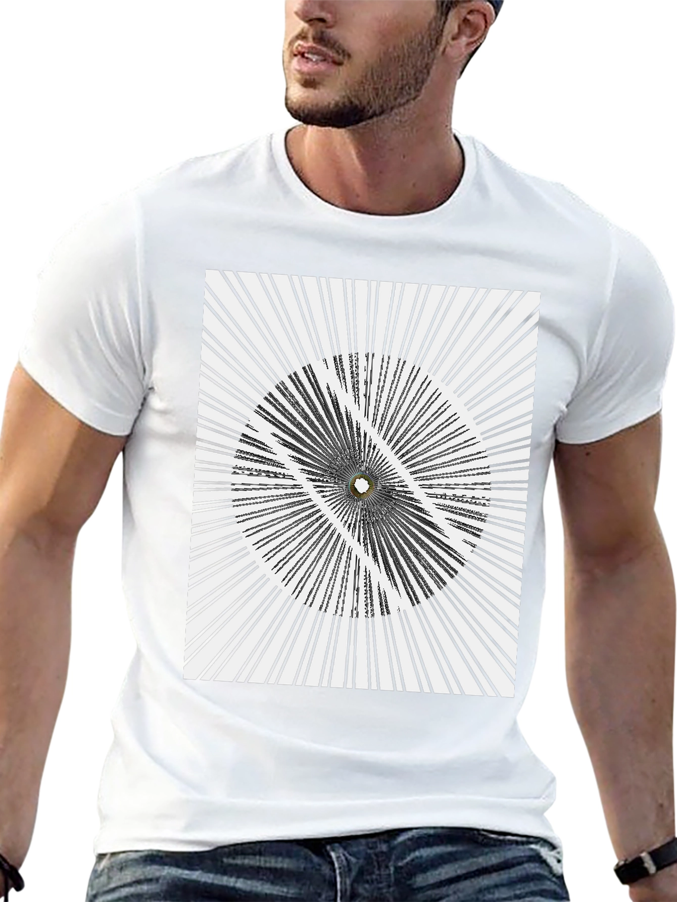 Abstract Optical Illusion Graphic Print Black T-Shirt