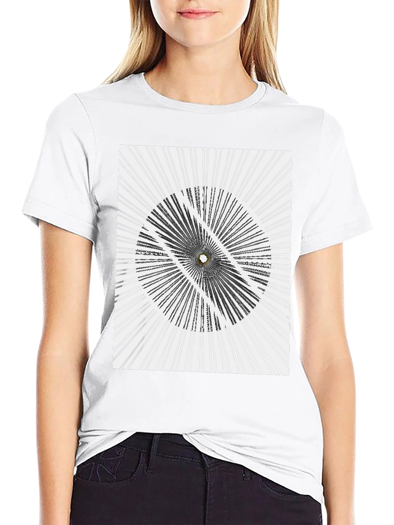 Abstract Optical Illusion Graphic Print Black T-Shirt