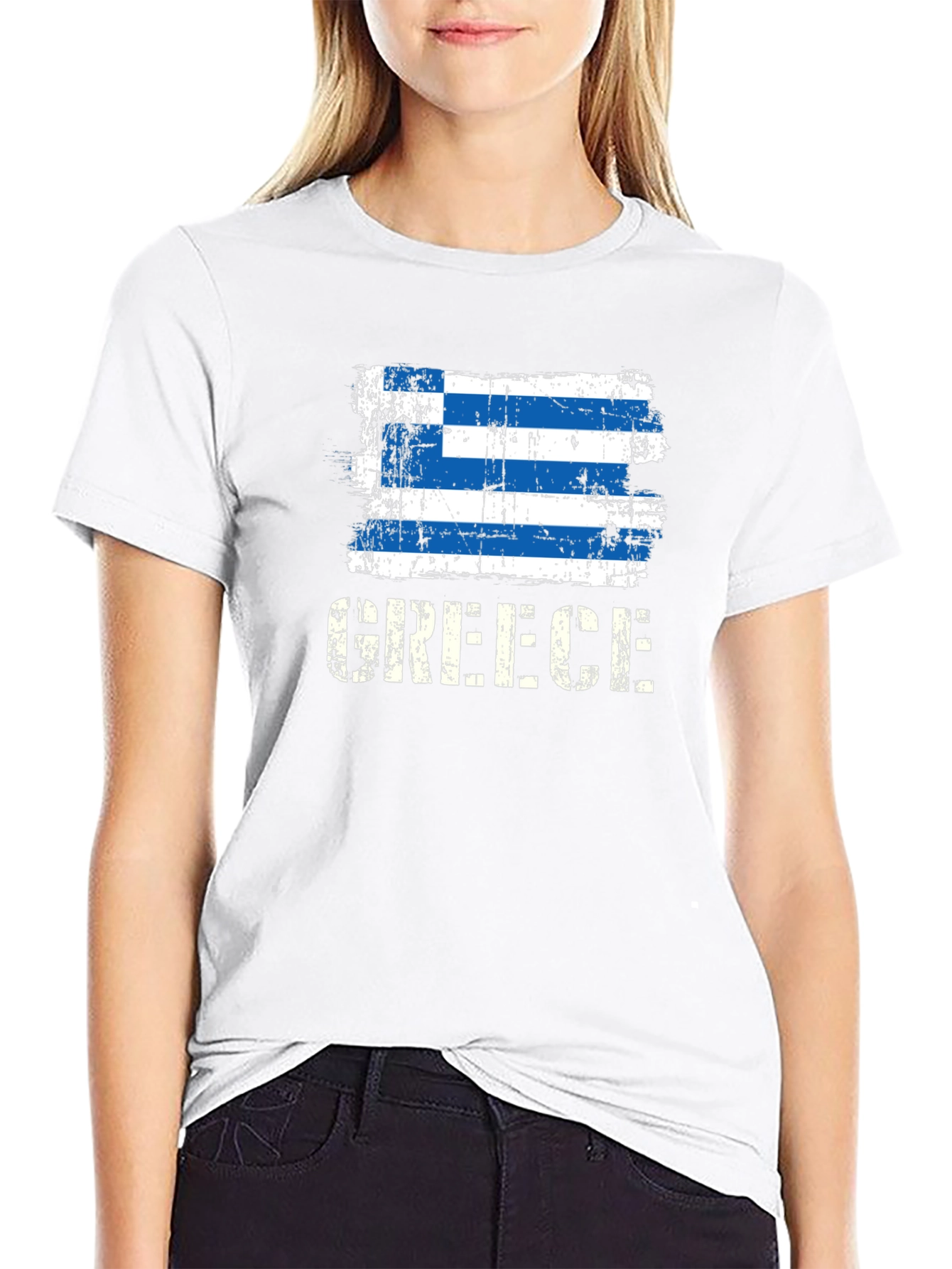Greece Flag Distressed Graphic T-Shirt