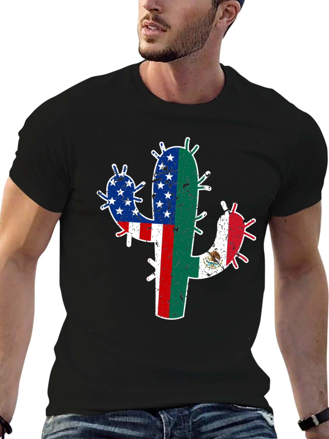 USA Mexico Cactus Graphic T-Shirt