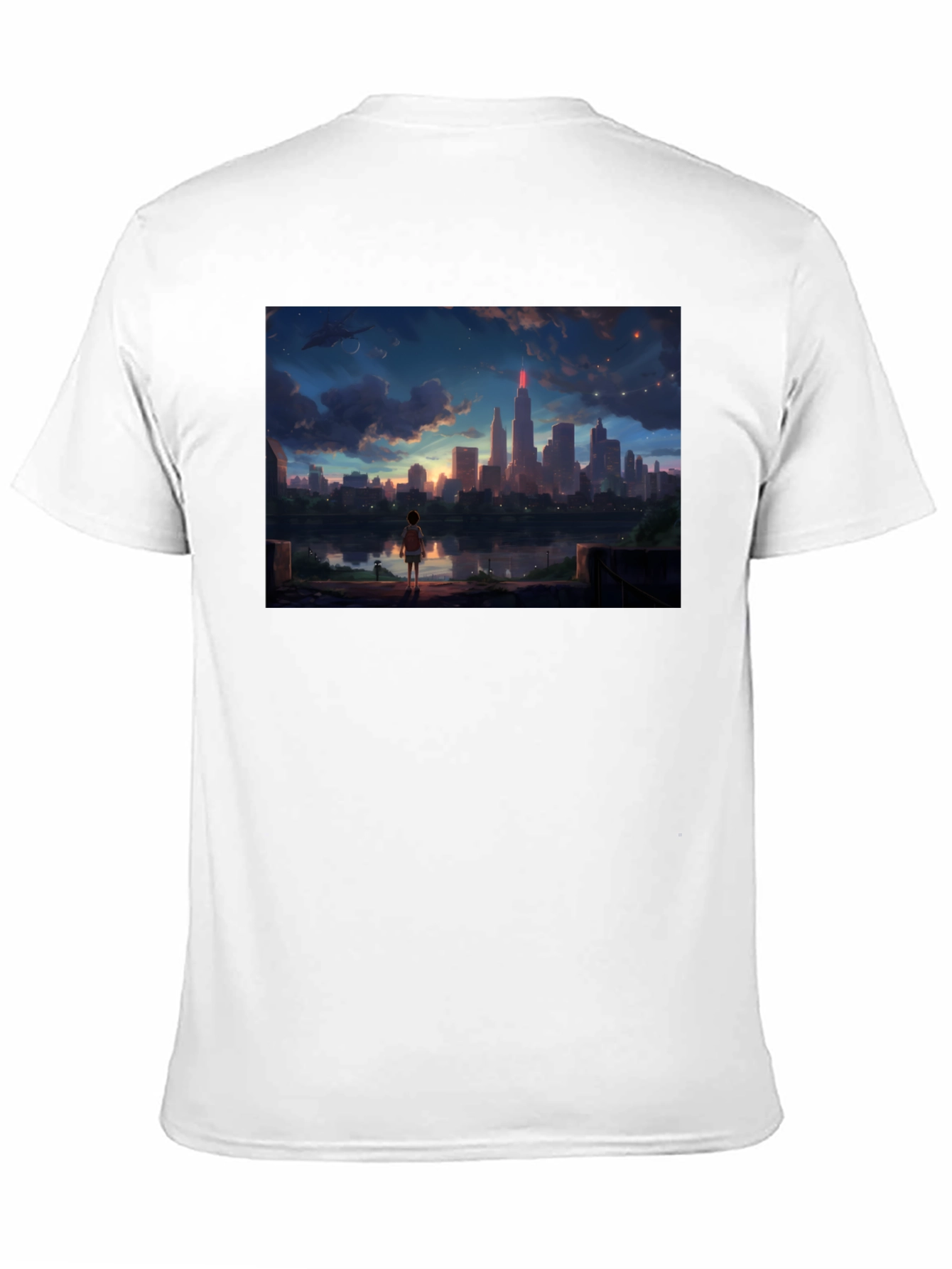 Anime Cityscape T-Shirt - Black Graphic Tee
