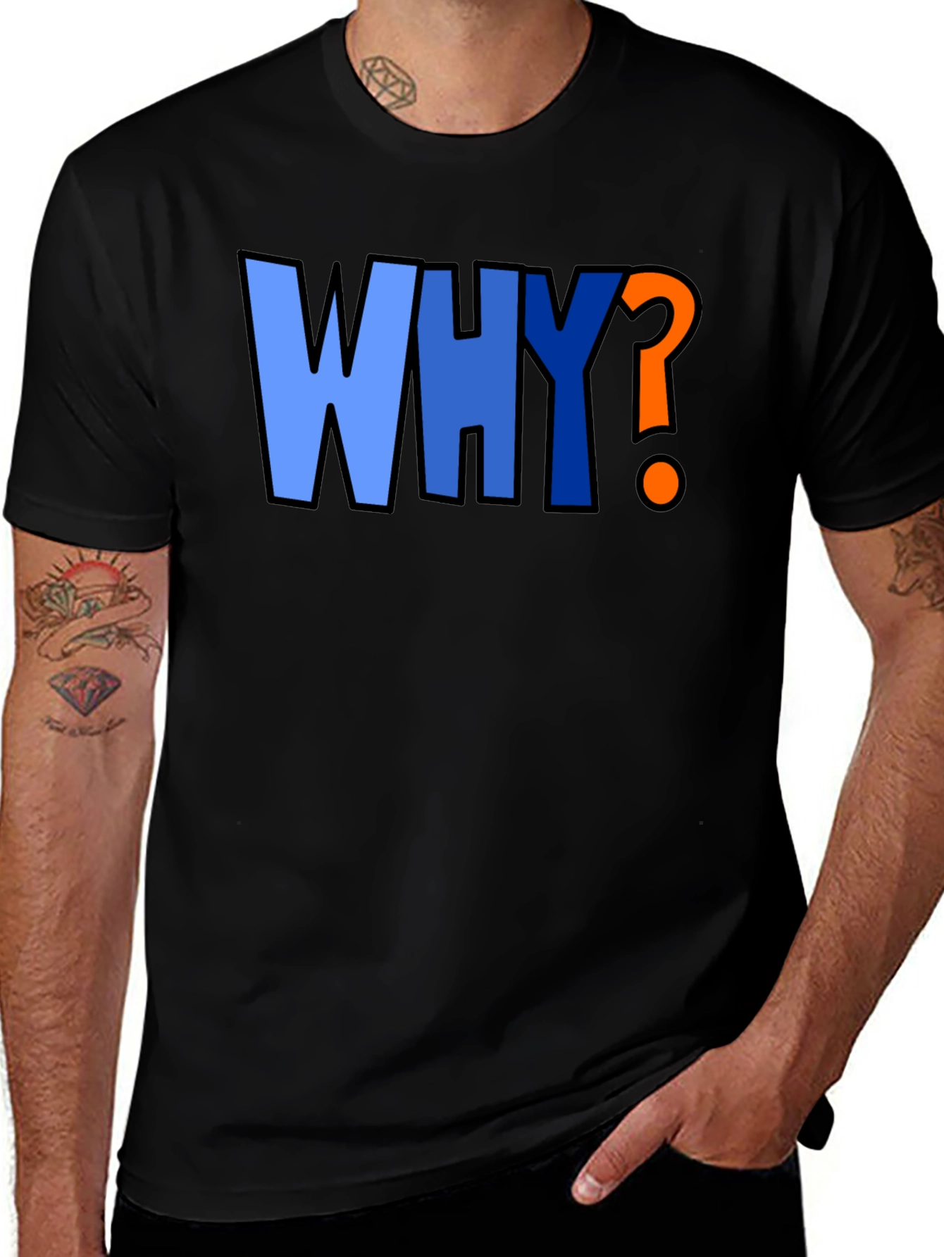 Why? Graphic Print Crew Neck T-Shirt