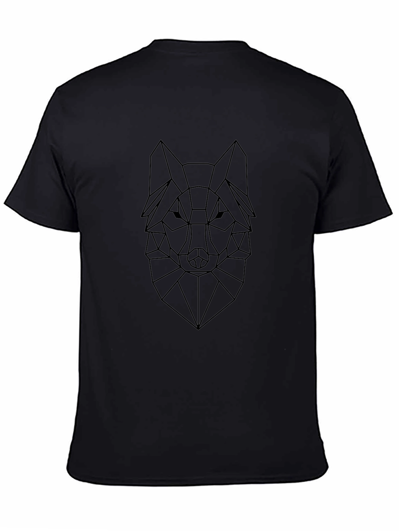 Geometric Wolf Graphic Tee - Stylish Black T-Shirt