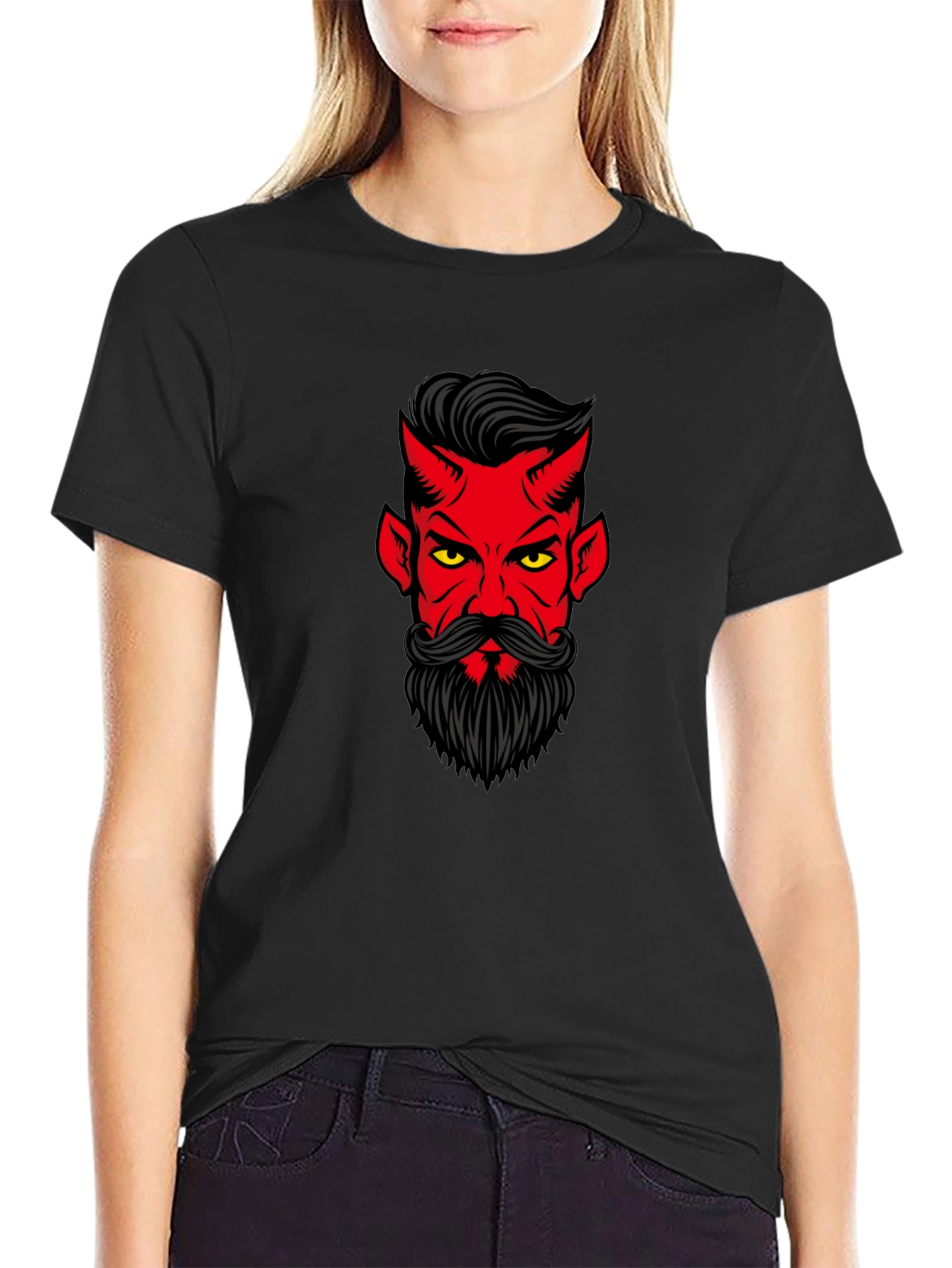 Devil Face Graphic Black T-Shirt
