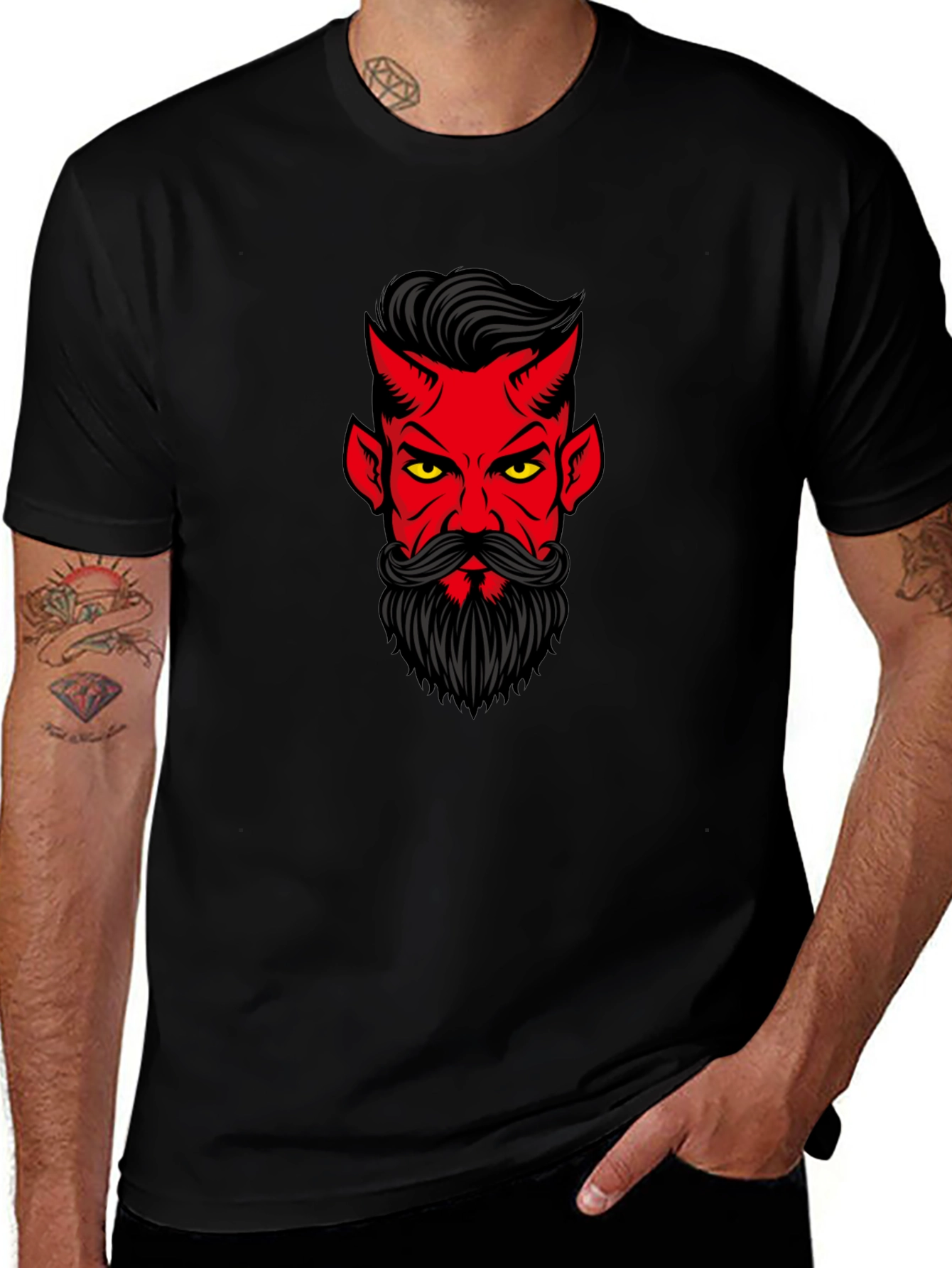 Devil Face Graphic Black T-Shirt