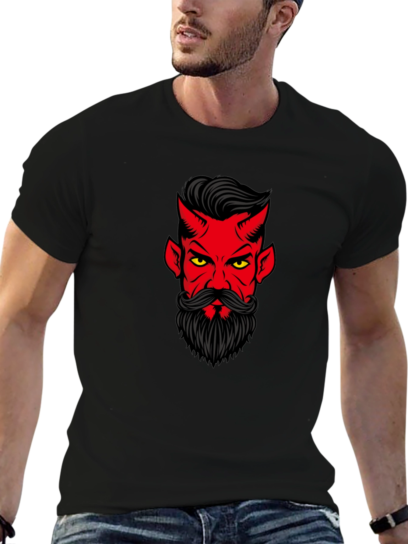 Devil Face Graphic Black T-Shirt