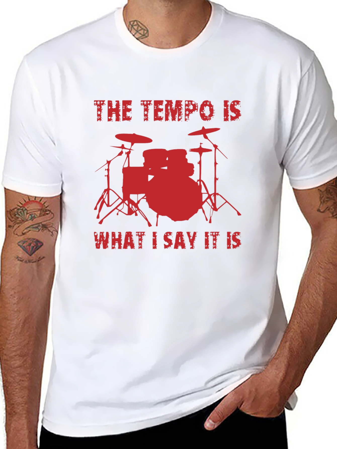 Tempo Drummer T-Shirt - Red Design