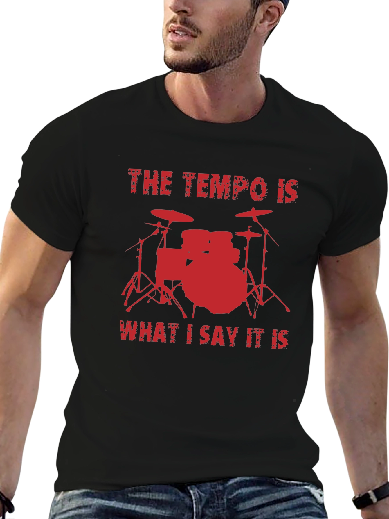 Tempo Drummer T-Shirt - Red Design