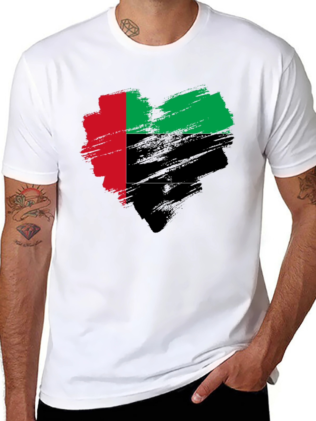 UAE Flag Heart Brushstroke T-Shirt