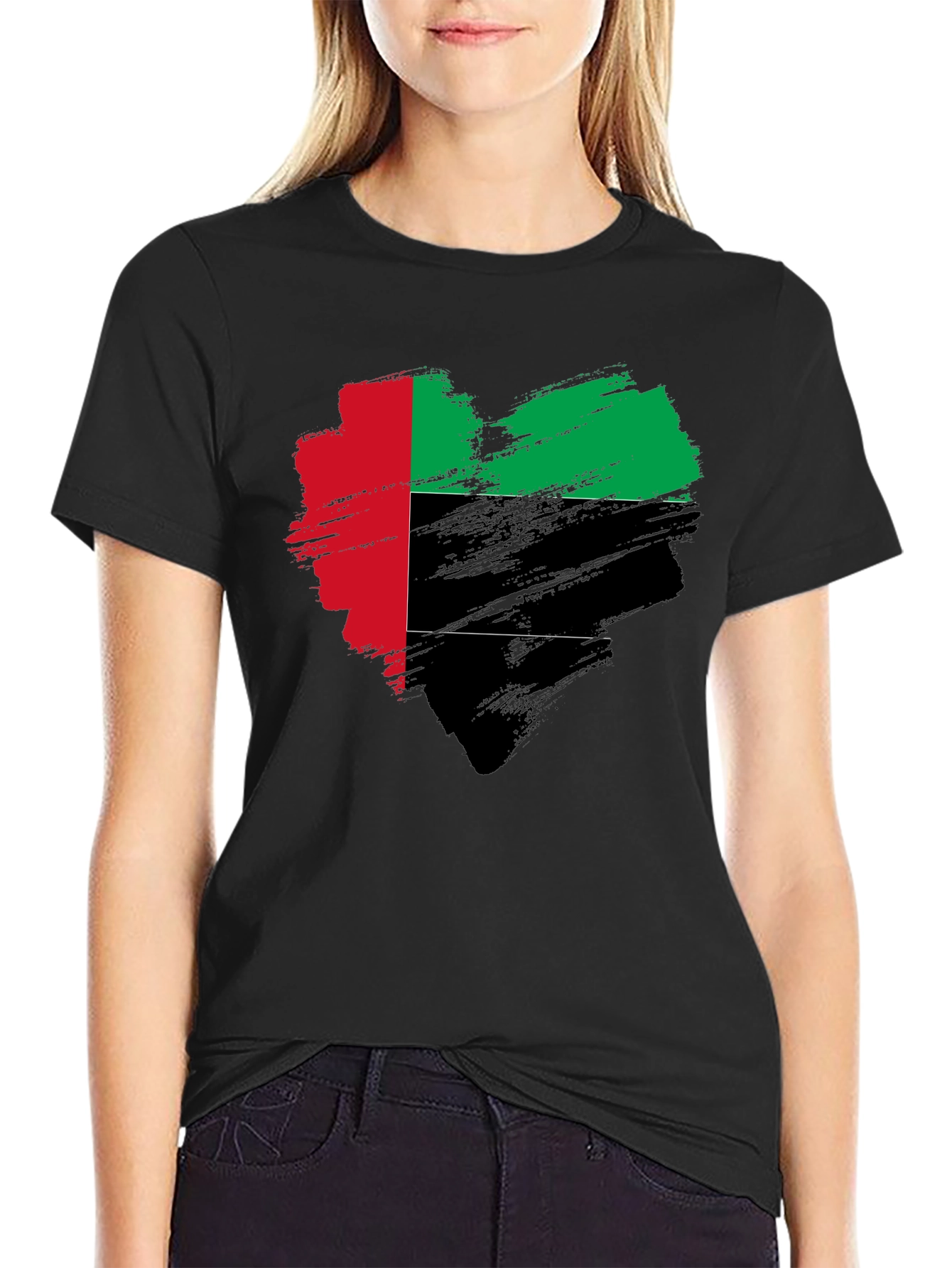UAE Flag Heart Brushstroke T-Shirt