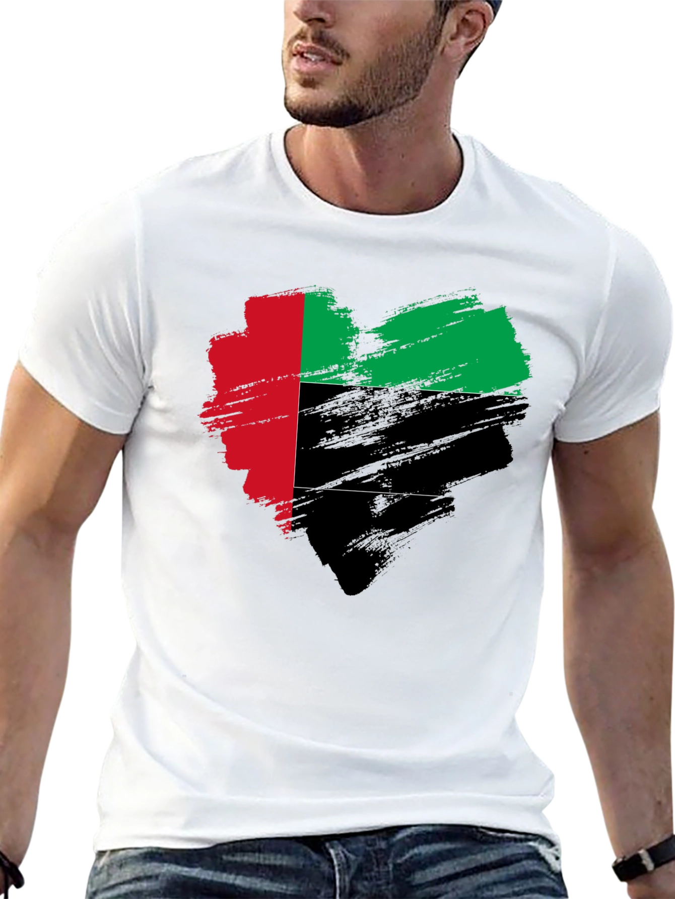 UAE Flag Heart Brushstroke T-Shirt
