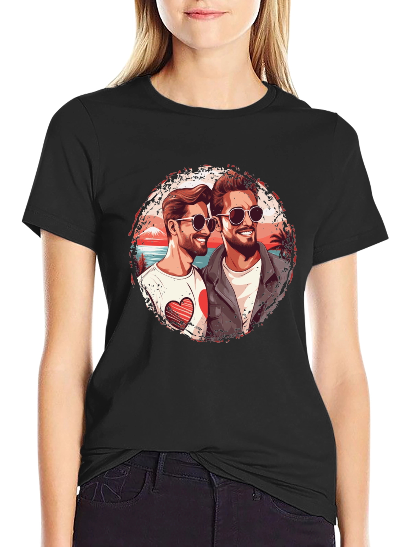 Love Beach Tee: Two Mens Graphic T-Shirt