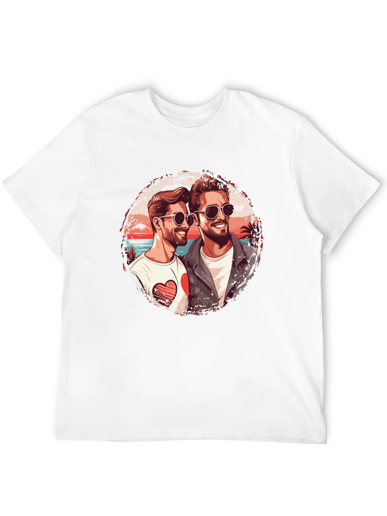 Love Beach Tee: Two Mens Graphic T-Shirt
