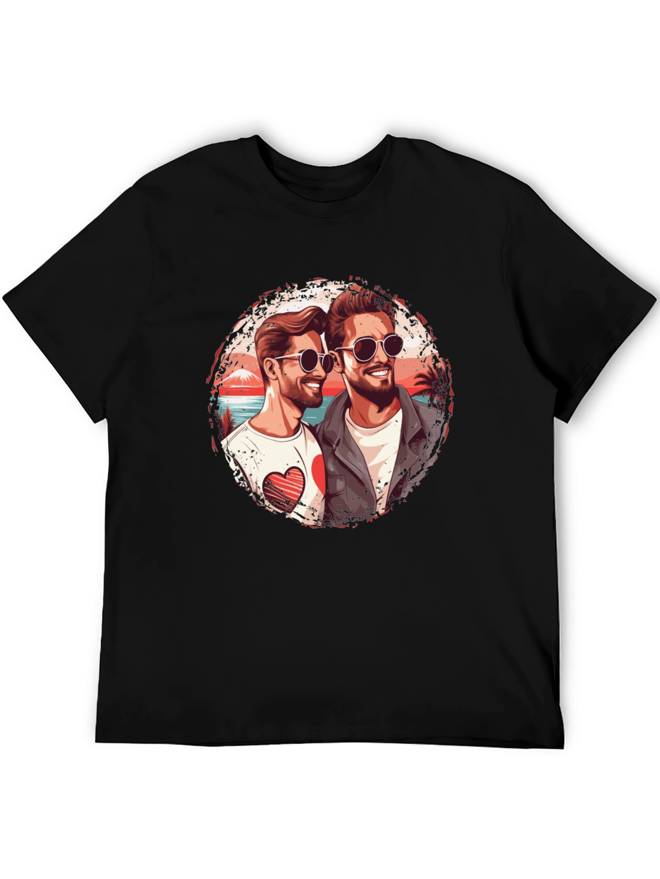 Love Beach Tee: Two Mens Graphic T-Shirt
