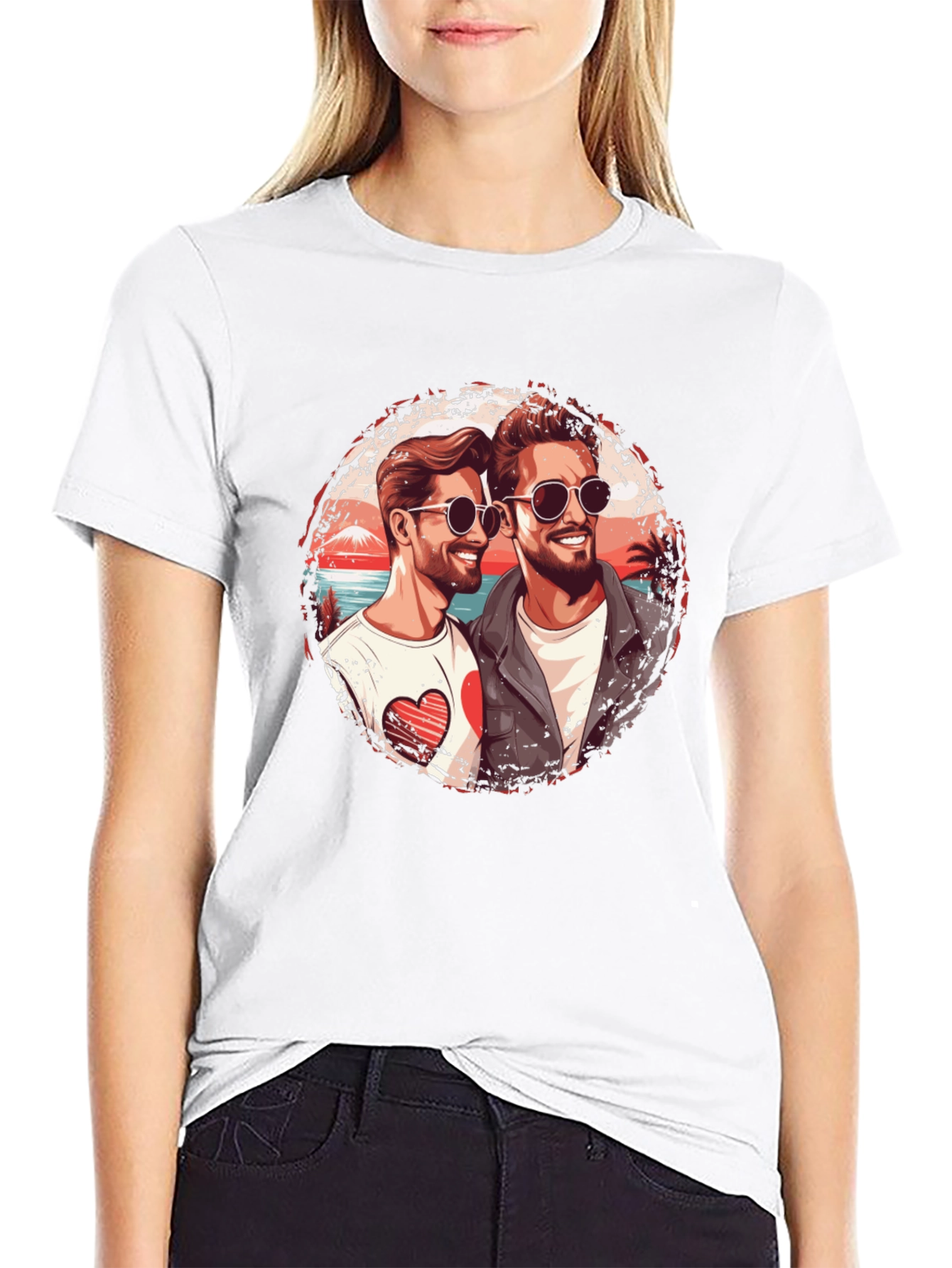 Love Beach Tee: Two Mens Graphic T-Shirt