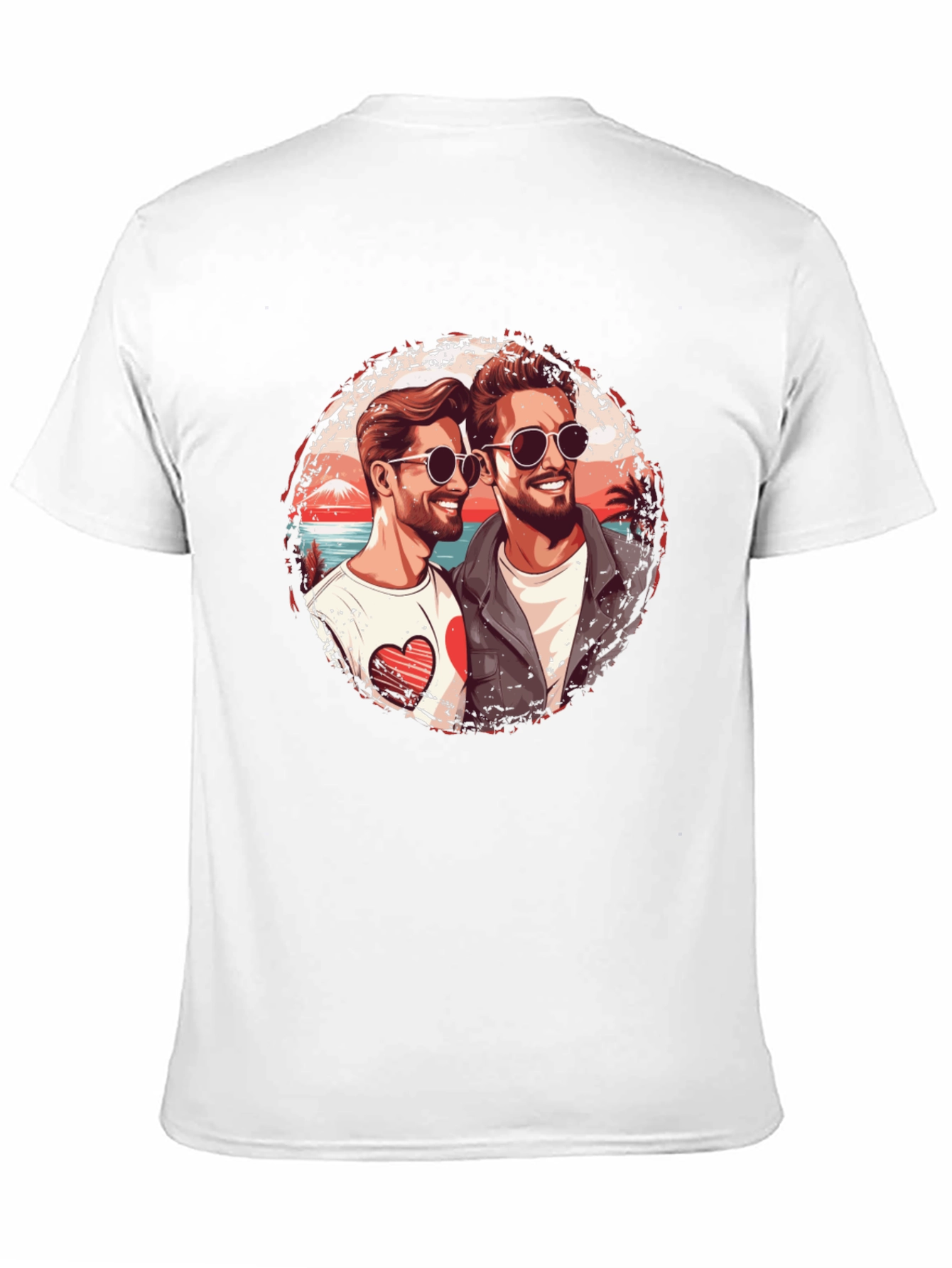 Love Beach Tee: Two Mens Graphic T-Shirt