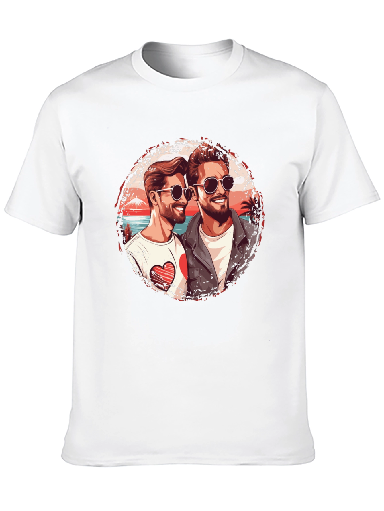 Love Beach Tee: Two Mens Graphic T-Shirt