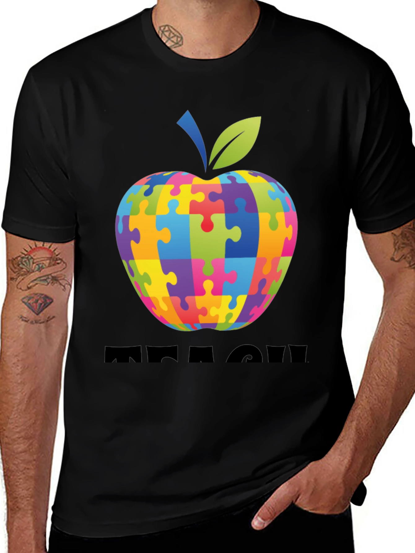 Autism Awareness Apple Teach T-Shirt