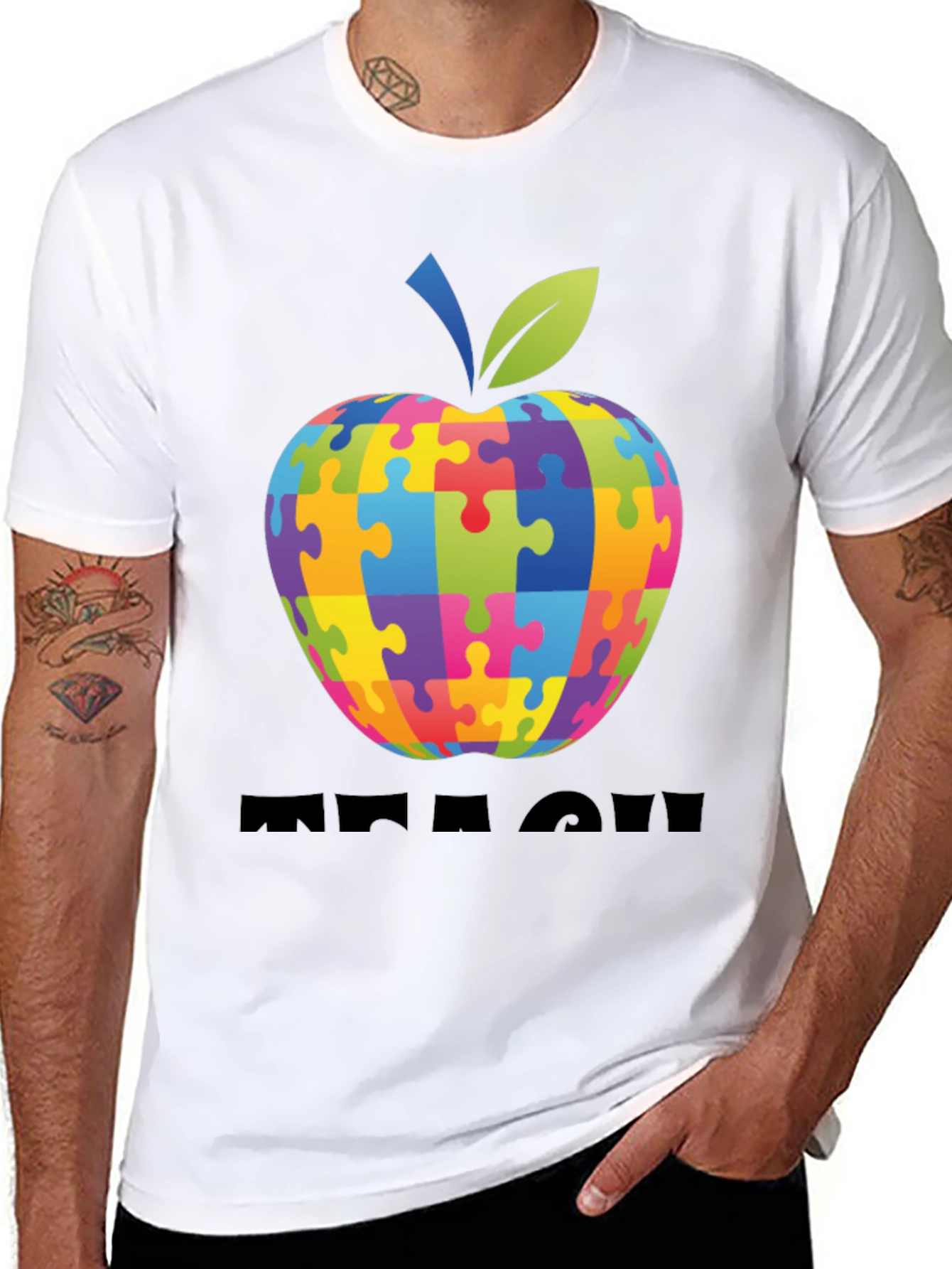 Autism Awareness Apple Teach T-Shirt