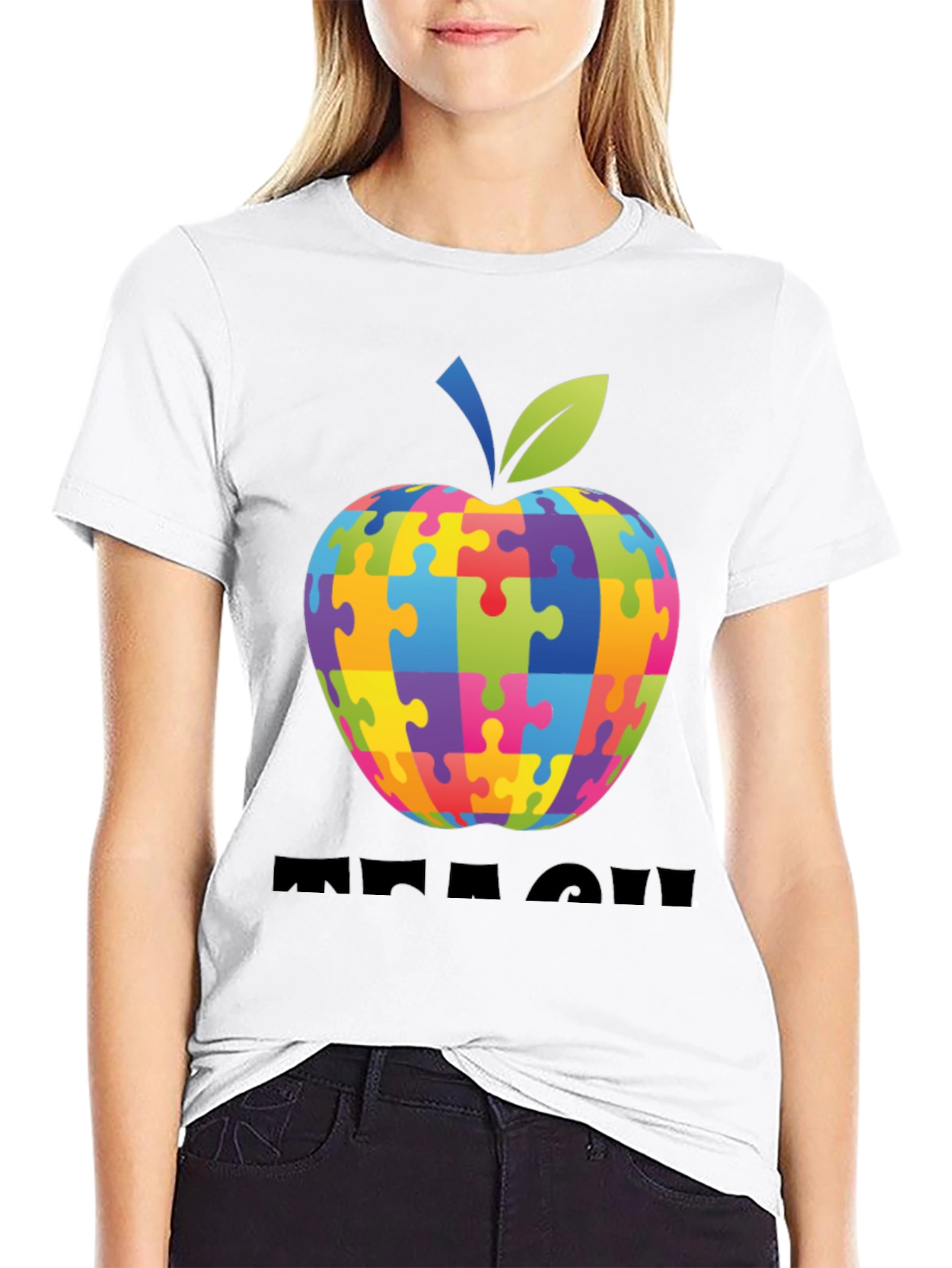 Autism Awareness Apple Teach T-Shirt