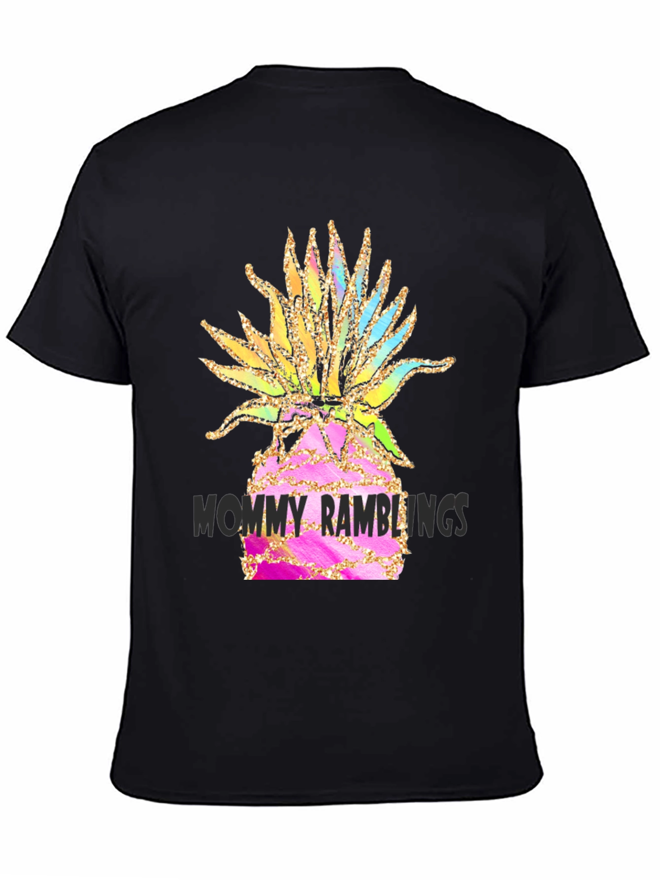 Fun Pineapple Graphic Black T-Shirt