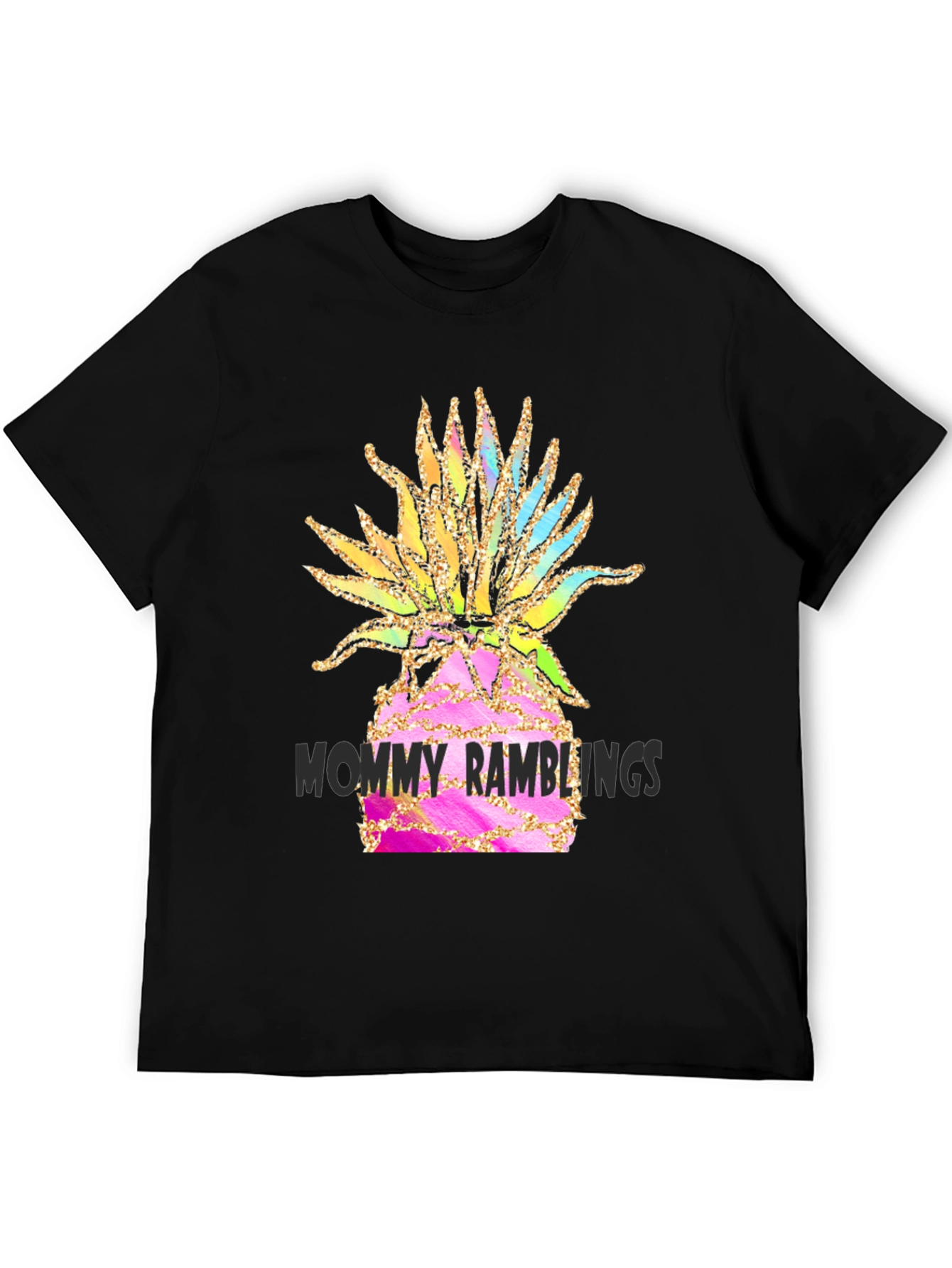 Fun Pineapple Graphic Black T-Shirt