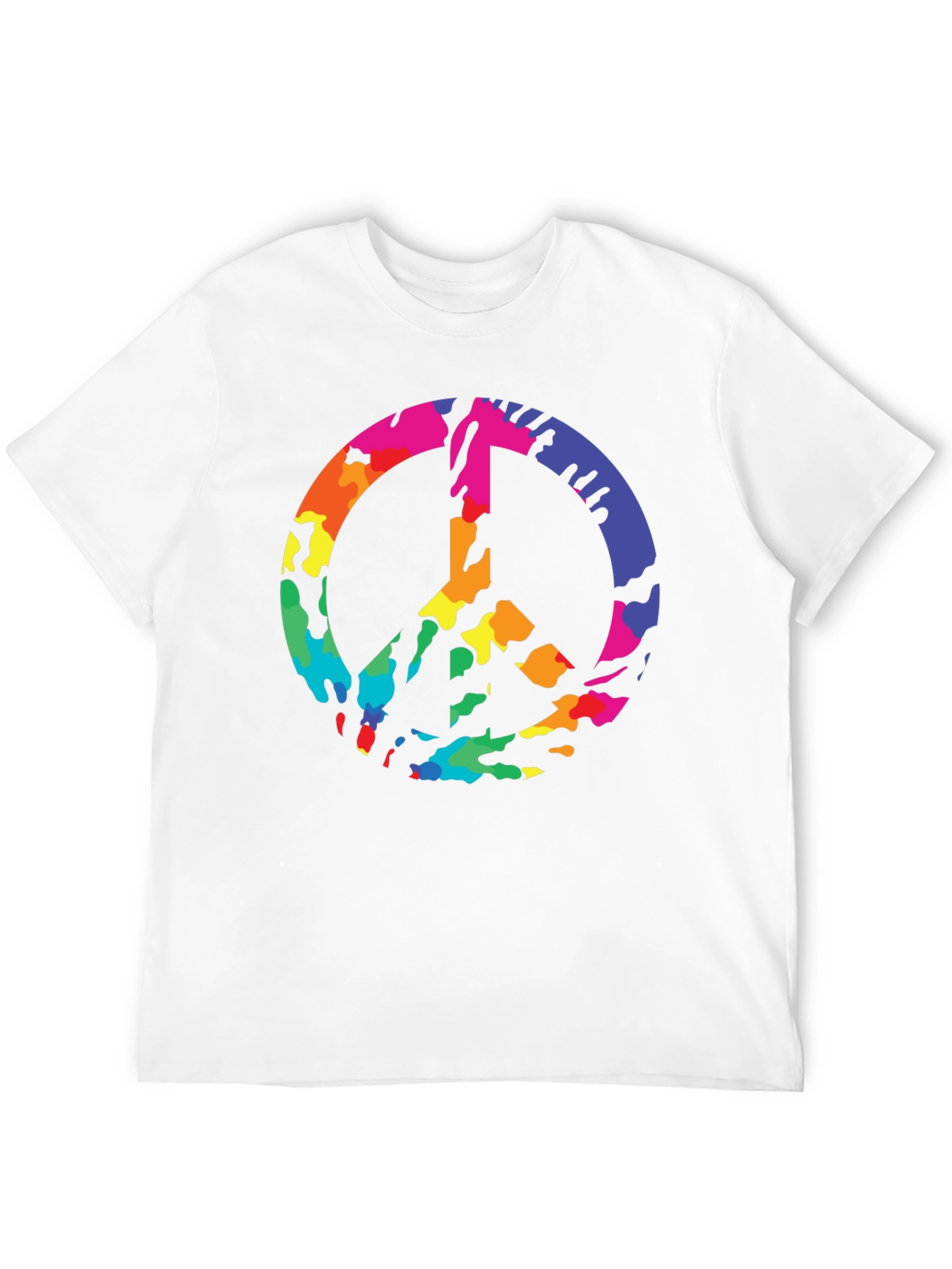 Peace Sign Rainbow Camo Graphic T-Shirt