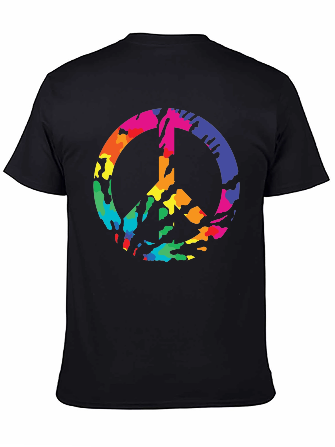 Peace Sign Rainbow Camo Graphic T-Shirt