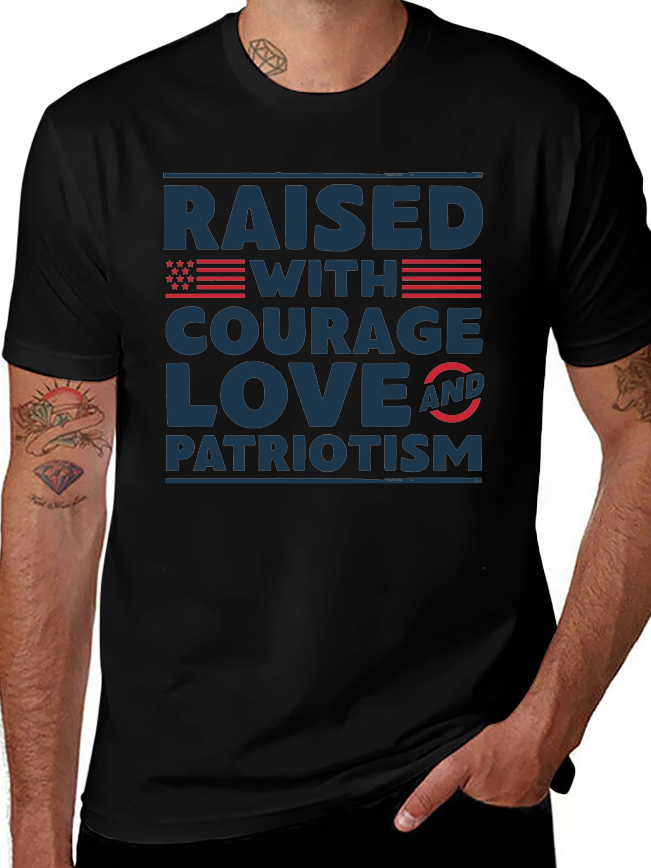 Raised With Courage Love Patriotism T-Shirt