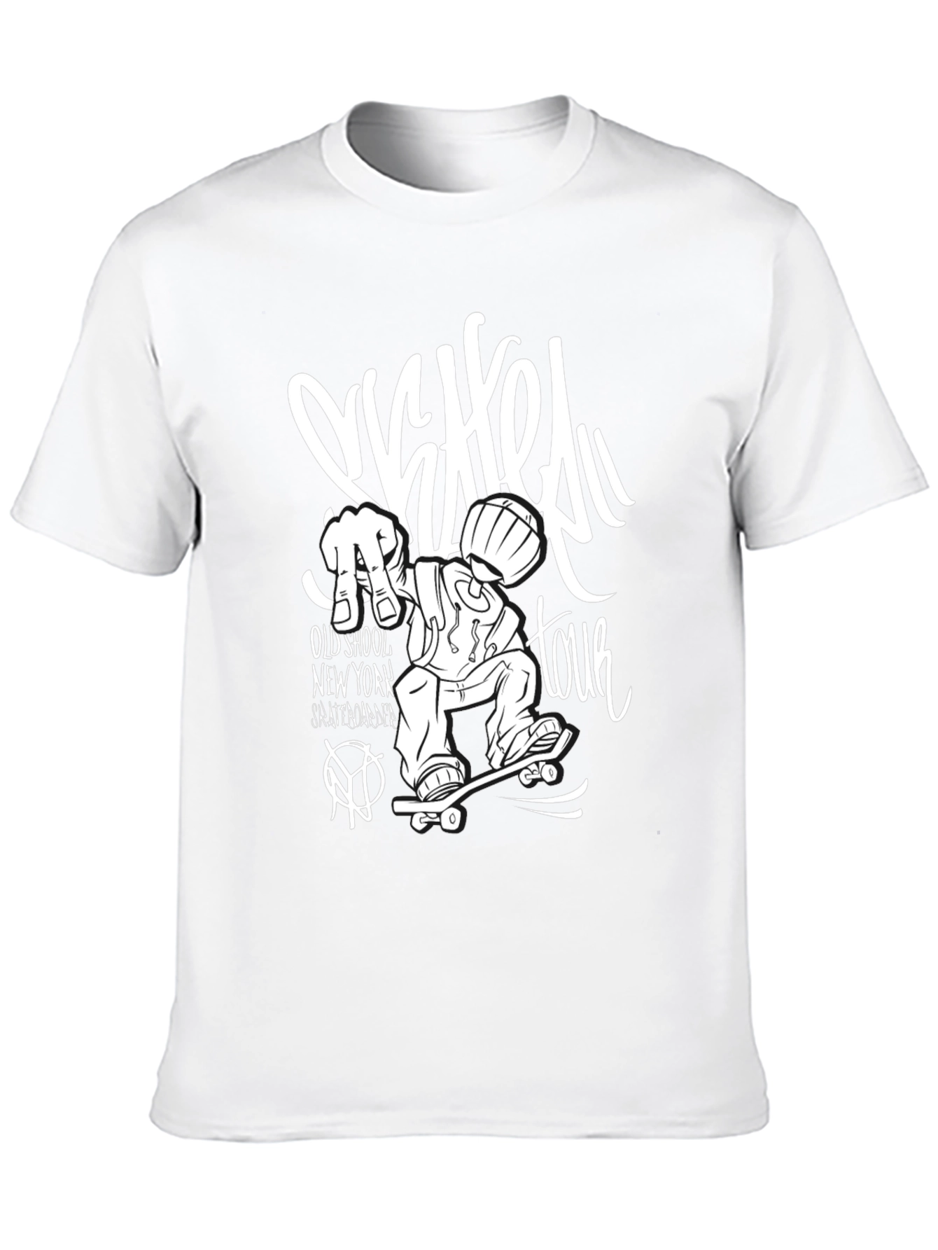 Skateboard Tour Graphic Tee - Black Cotton T-Shirt