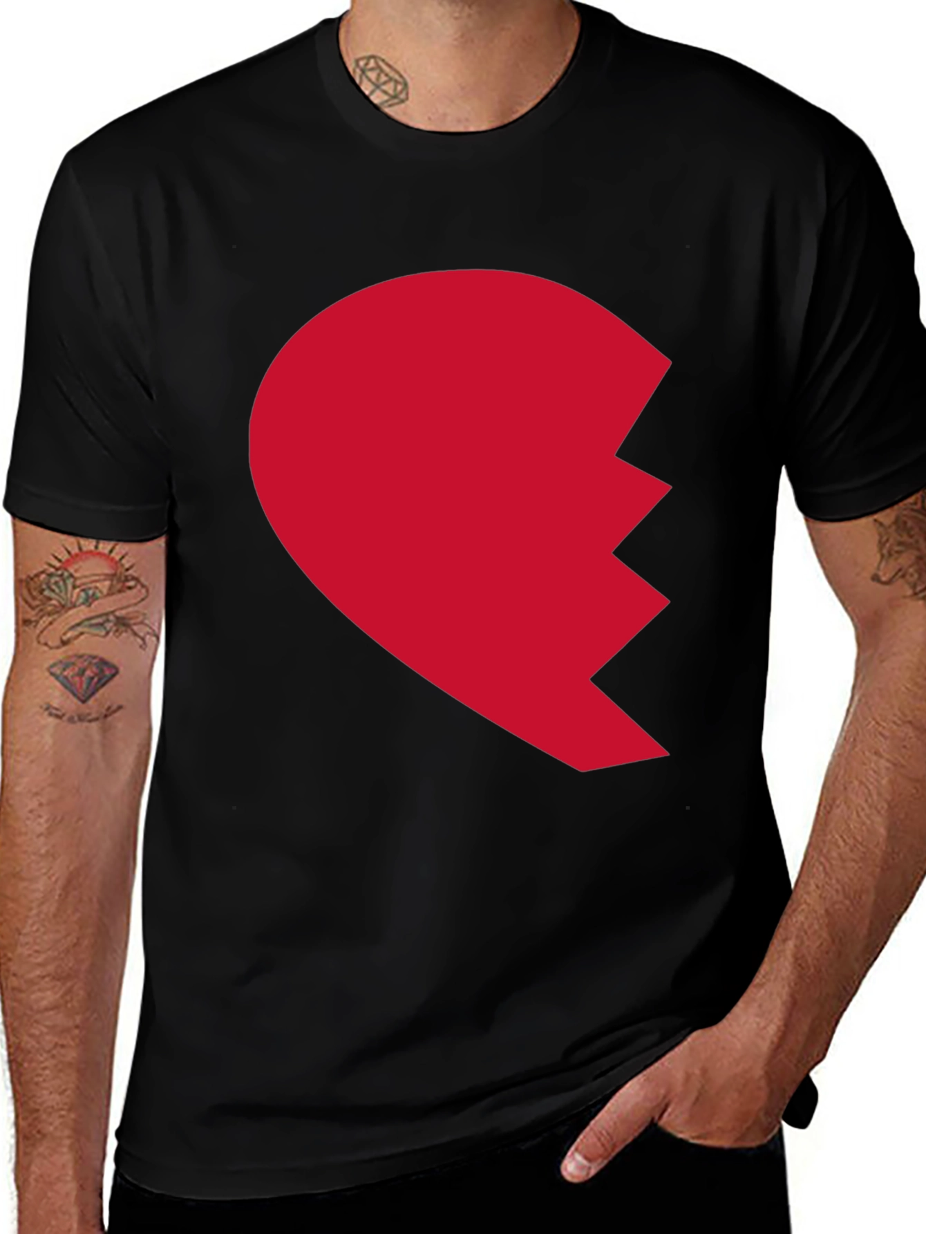 Broken Heart Graphic Tee - Mens Black T-Shirt