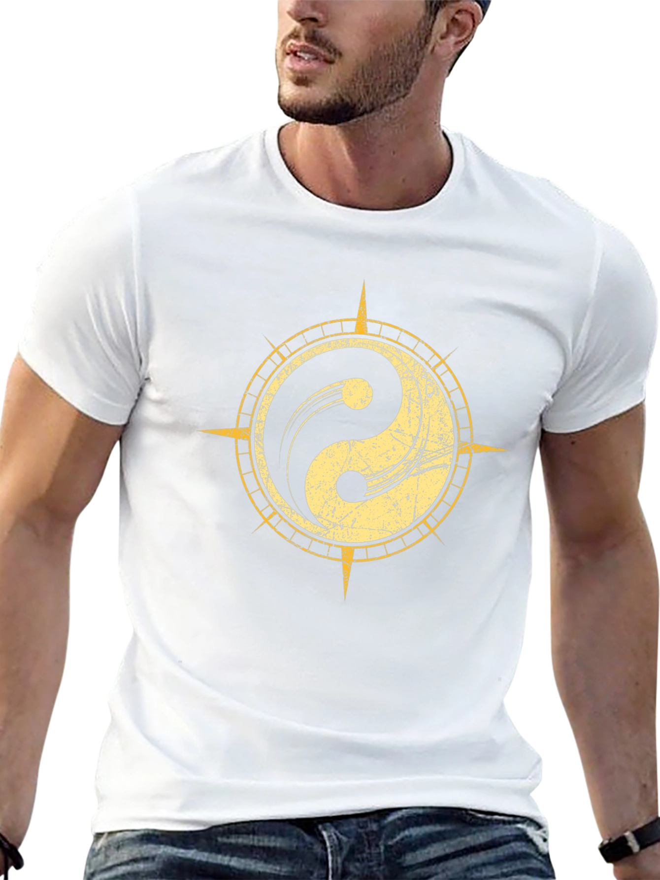 Yin Yang Compass Graphic Tee - Black