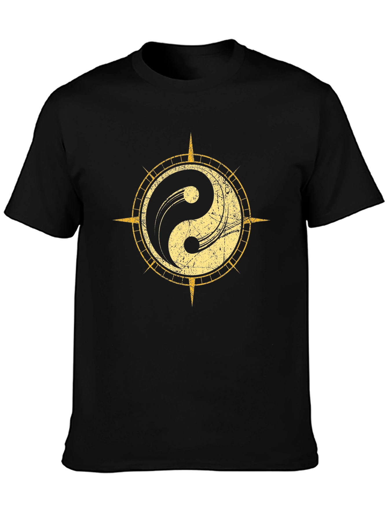 Yin Yang Compass Graphic Tee - Black