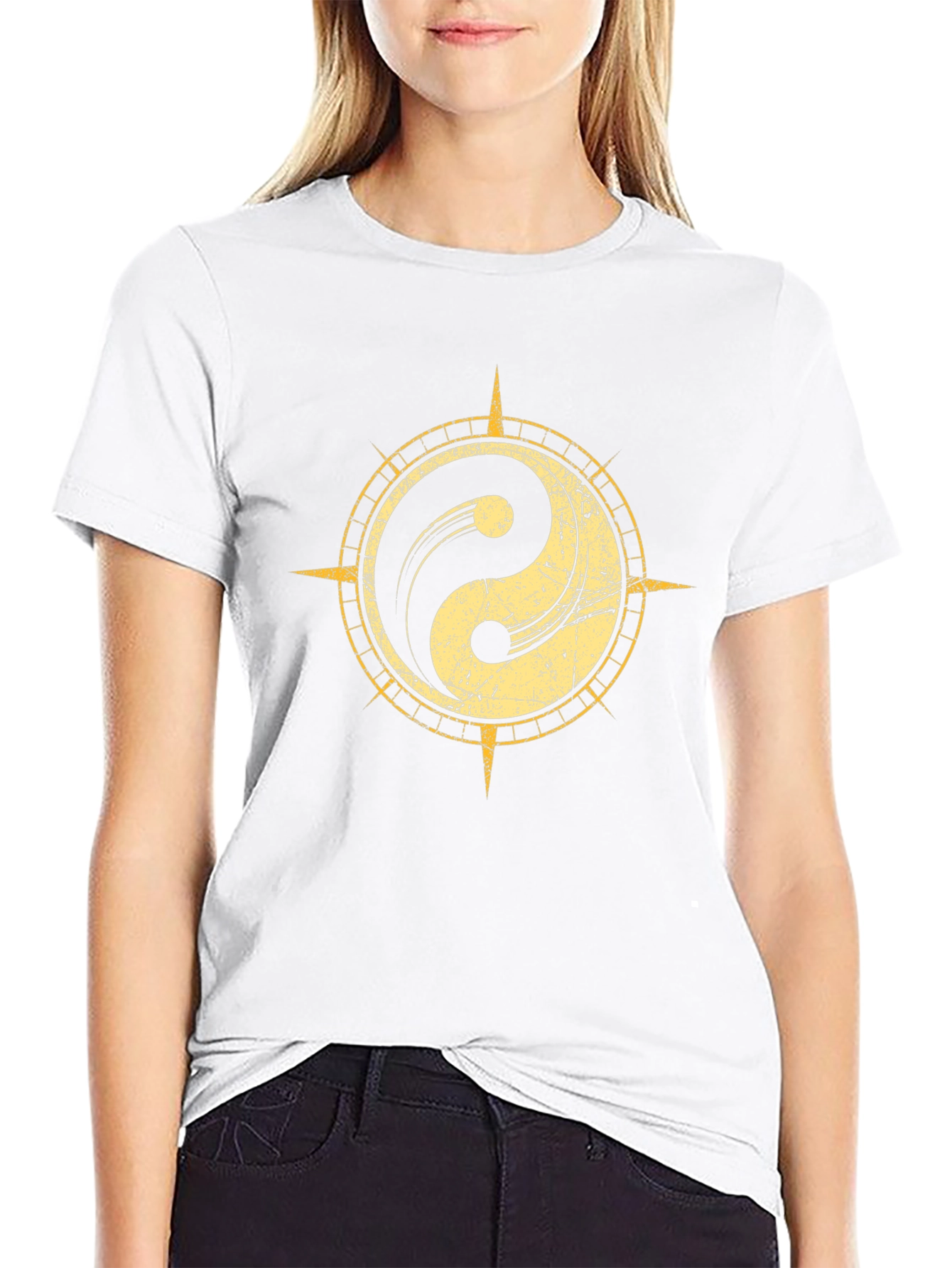 Yin Yang Compass Graphic Tee - Black