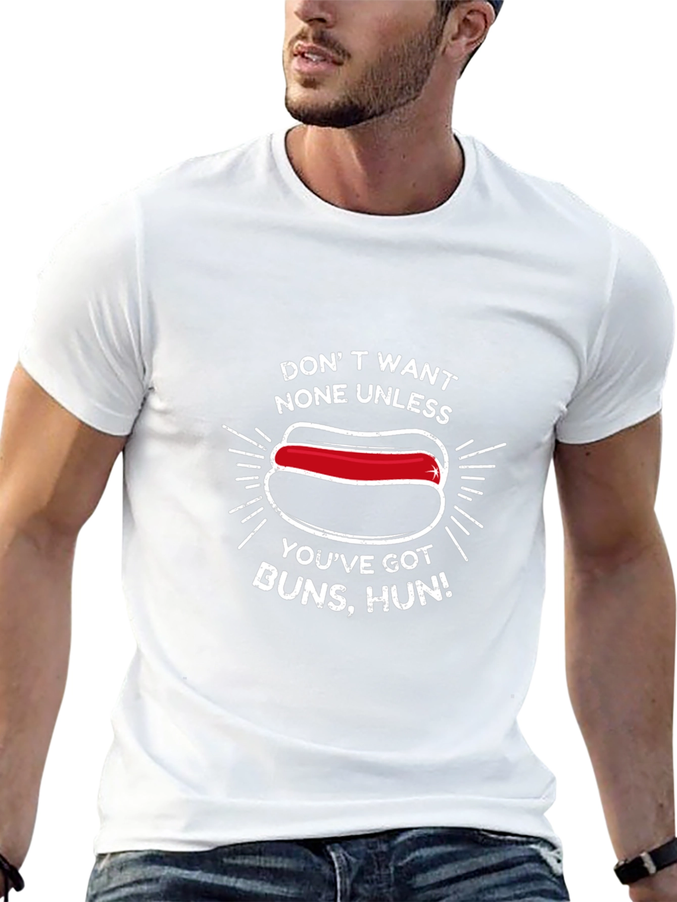 Funny Hot Dog Graphic T-Shirt - Buns Hun!