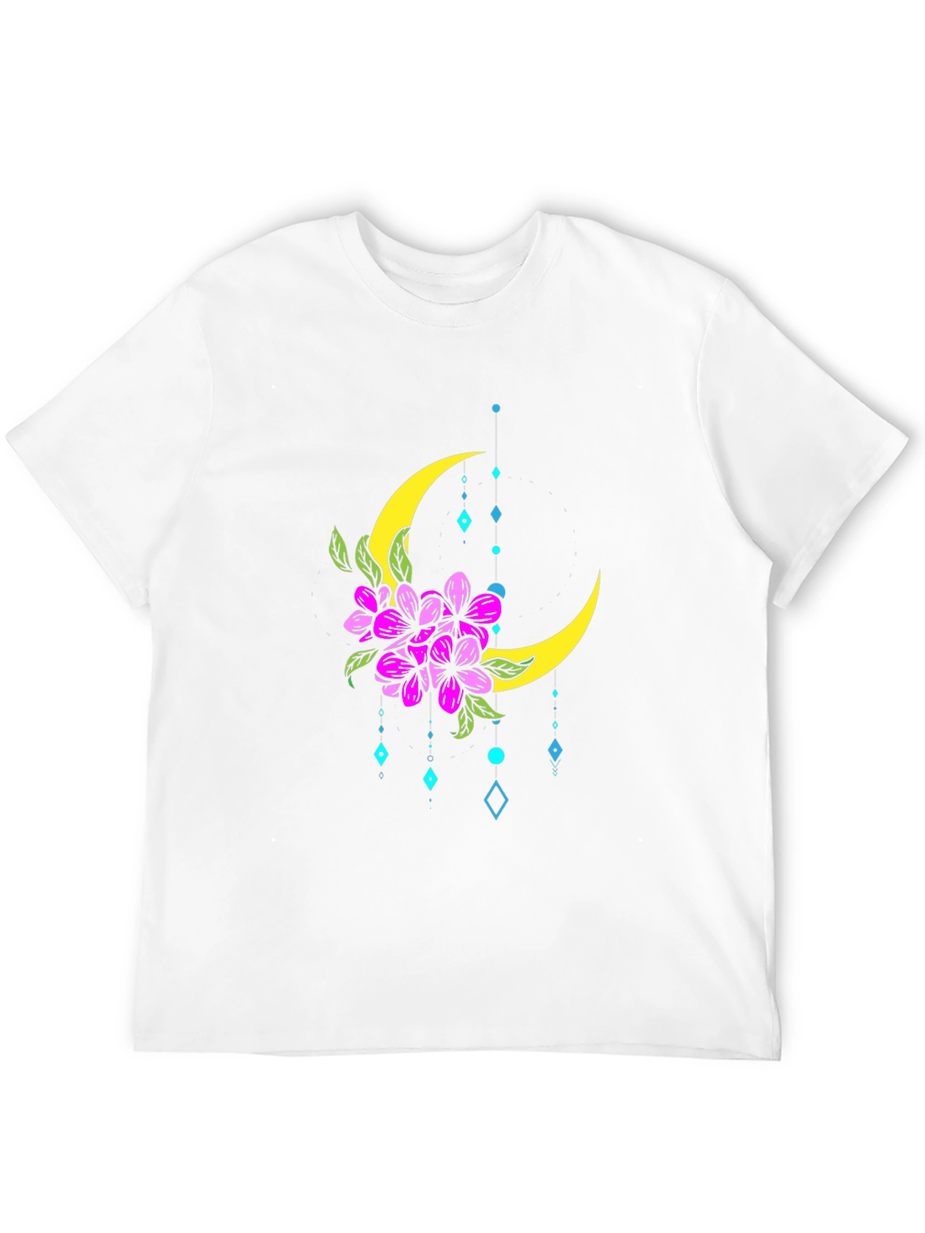 Floral Moon Graphic T-Shirt - Stylish Black Tee