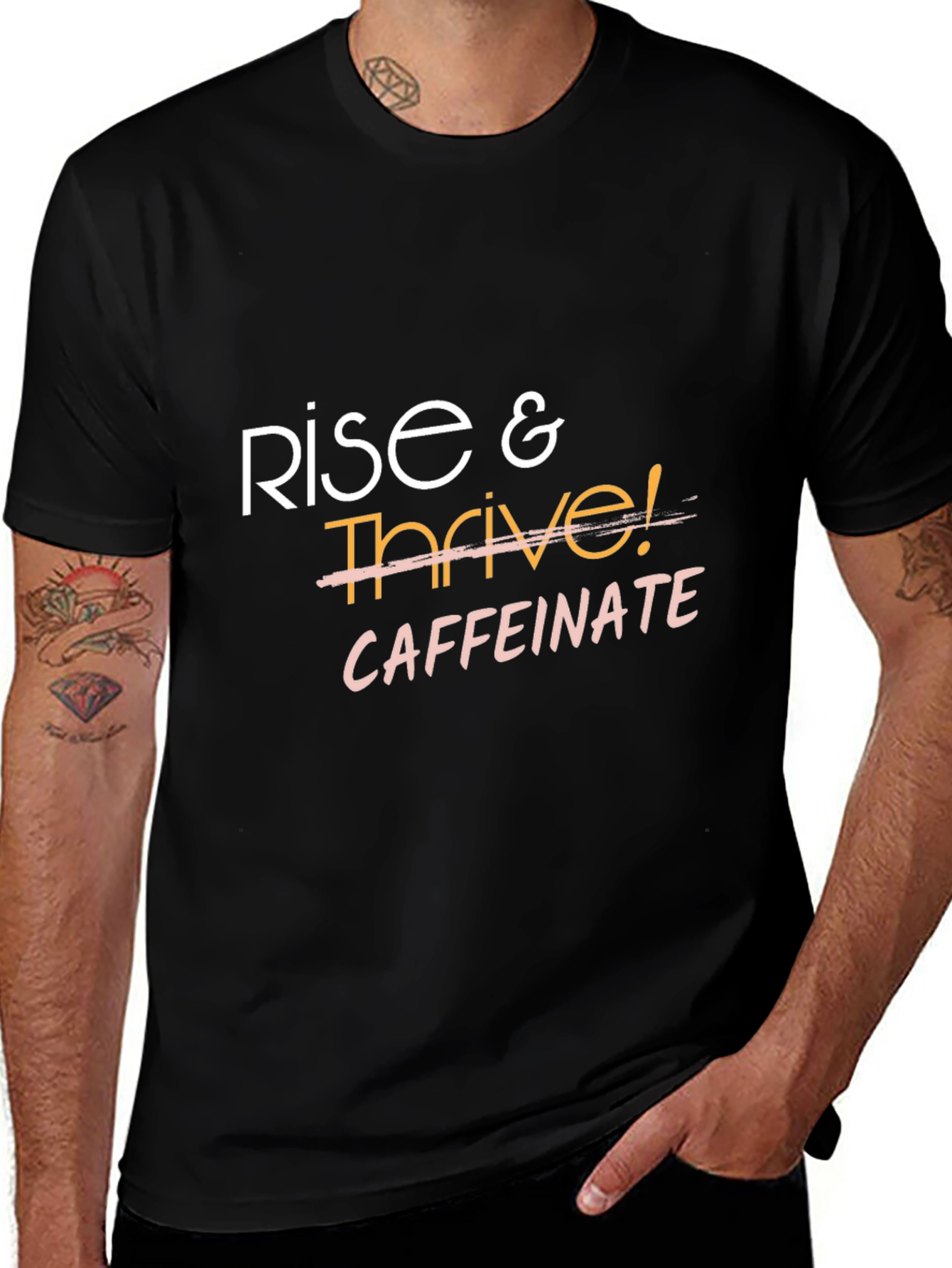 Rise & Thrive! Caffeinate T-Shirt - Black