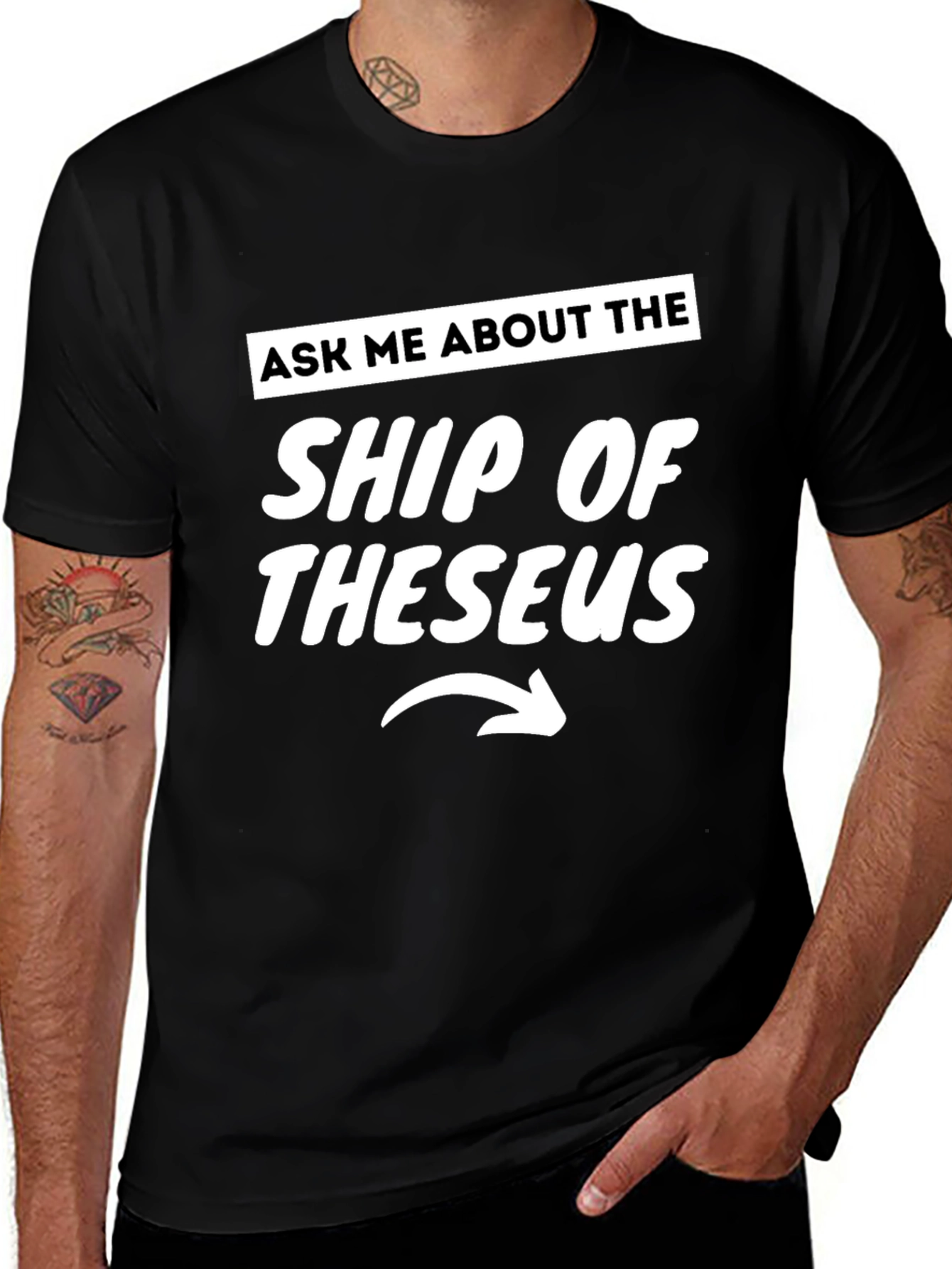 Ship of Theseus Graphic Tee - Black Cotton T-Shirt