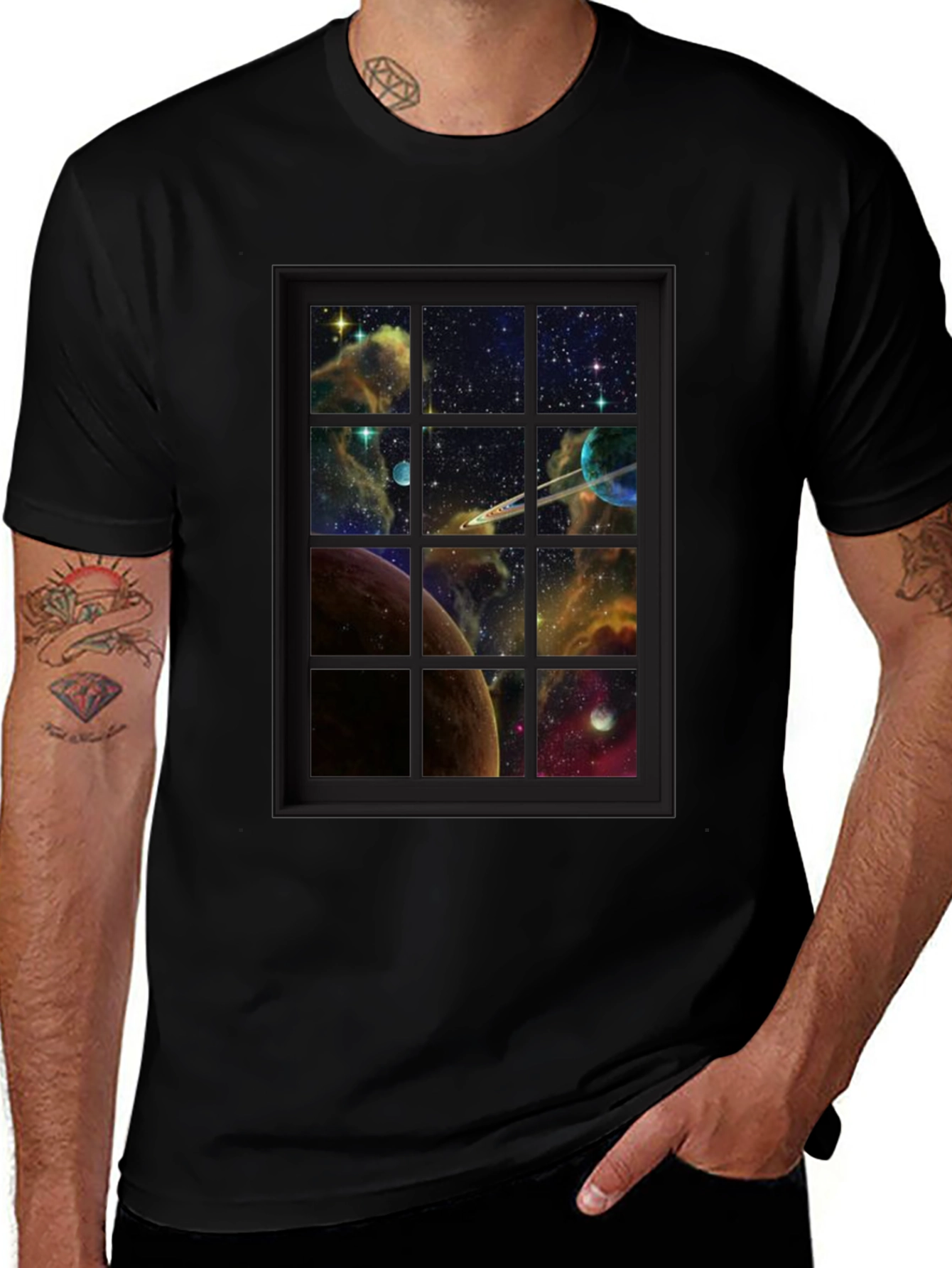 Galaxy Window T-Shirt - Space View Graphic Tee